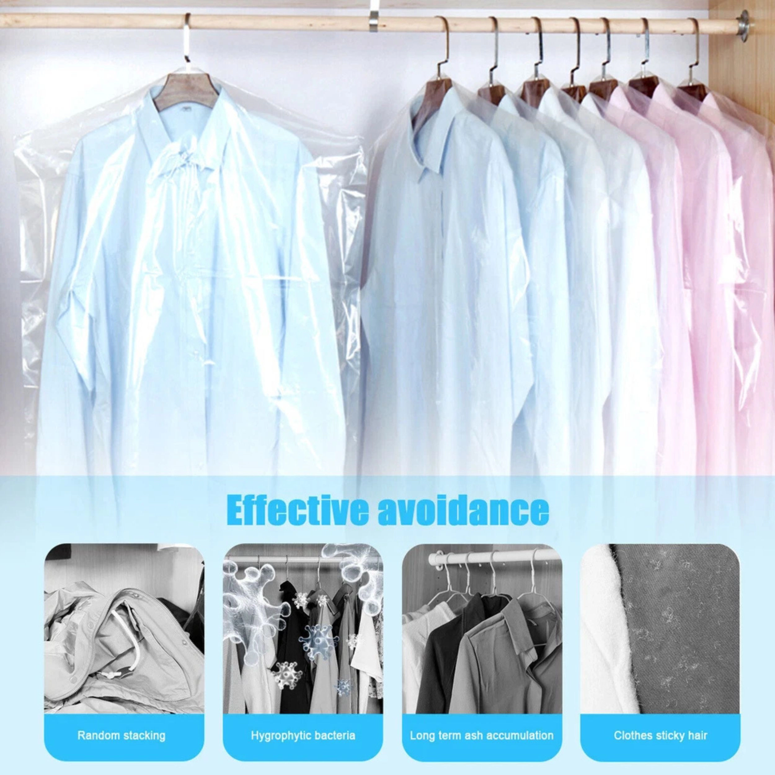 SS Design 10 Pack Clear Hanging Garment Storage Bags Suit Dress Coat Dust Proof Covers