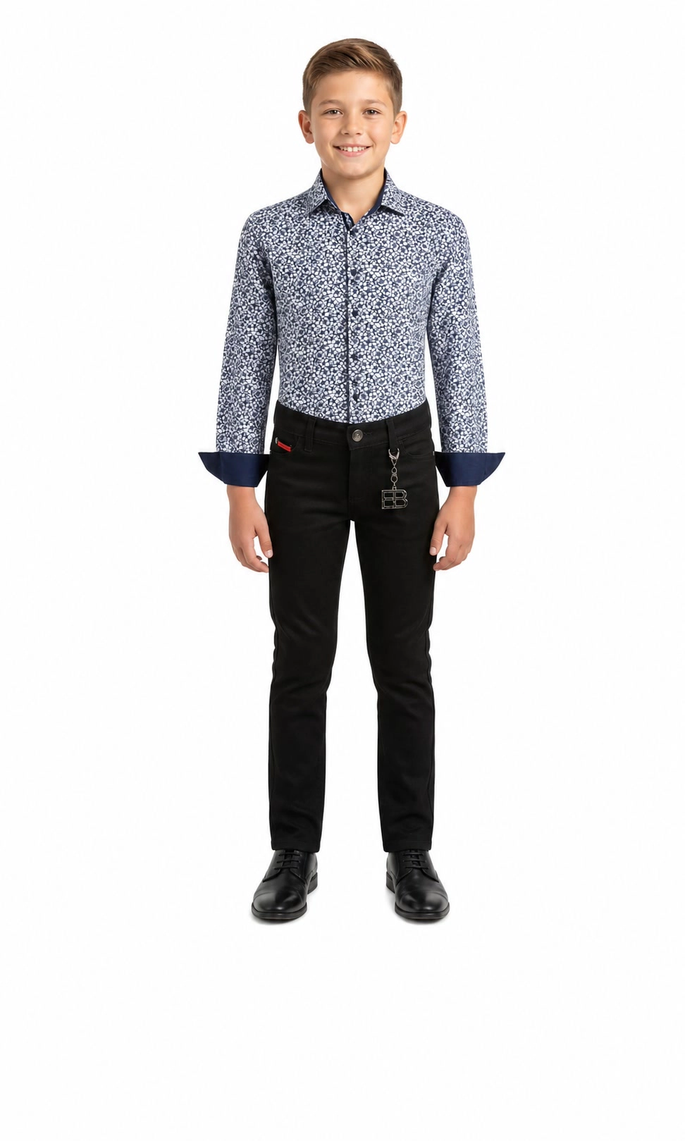 Elie Balleh Boys Slim Fit Floral Dress Shirt