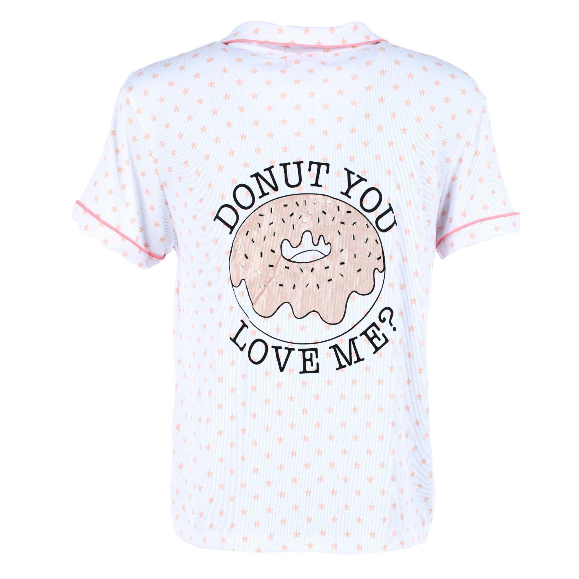 CTM Women's Star Donut Short Sleeve Pajama Set by Sleep plz