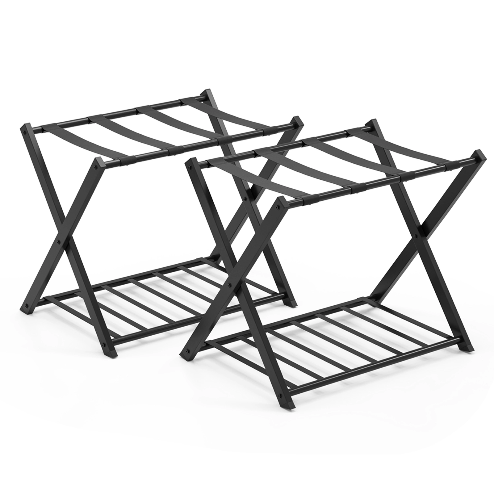 SlickBlue Set of 2 Tier Folding Suitcase Stand with Removable Shelf