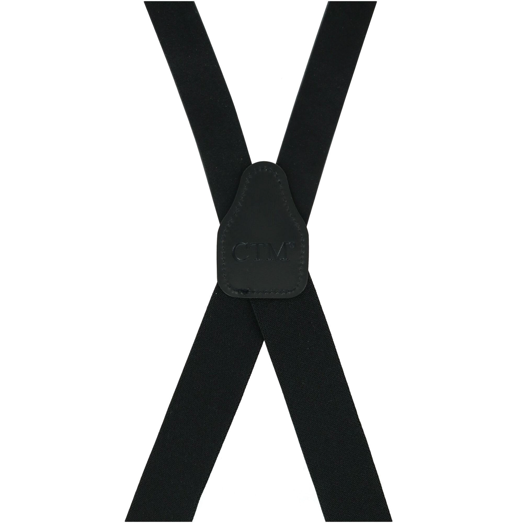 CTM Men's Smooth Coated Leather Suspenders with Metal Swivel Hook Ends