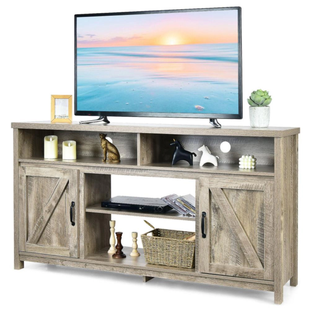 Hivvago 59 Inch Tv Stand Media Center Console Cabinet With Barn Door For Tv'S 65 Inch