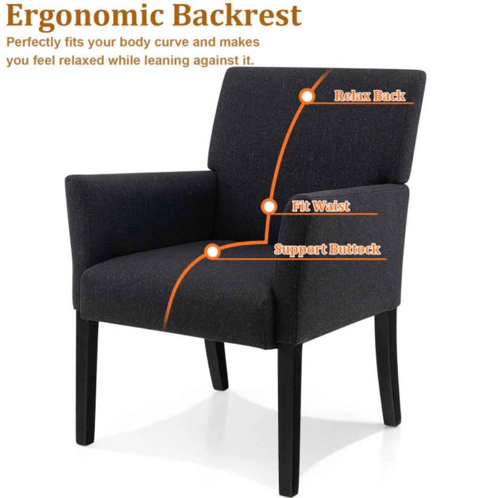 Hivvago Fabric Executive Armchair with Solid Rubberwood Legs