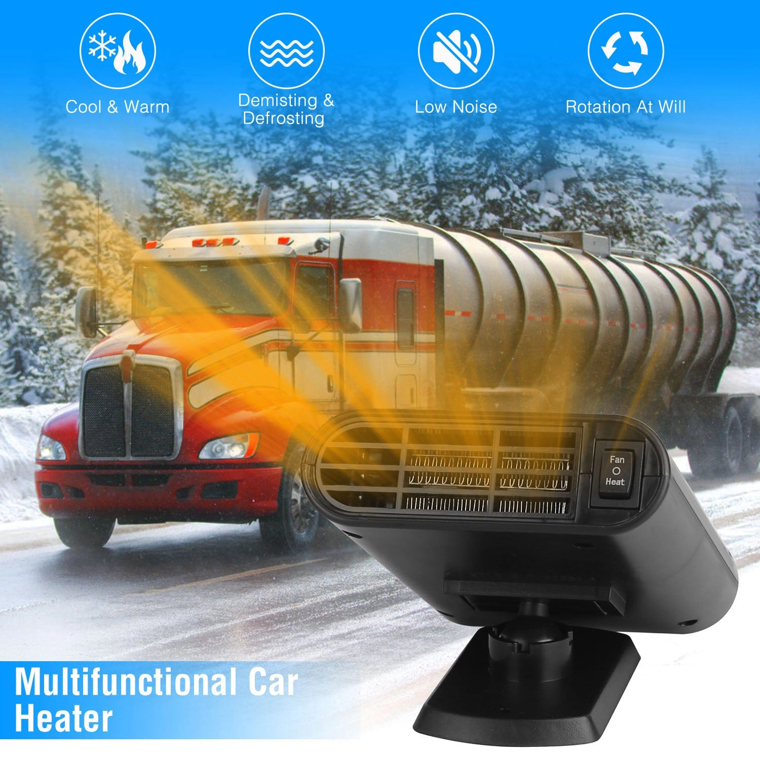 GBruno 12V 2-in-1 Portable Car Heater And Cooling Fan