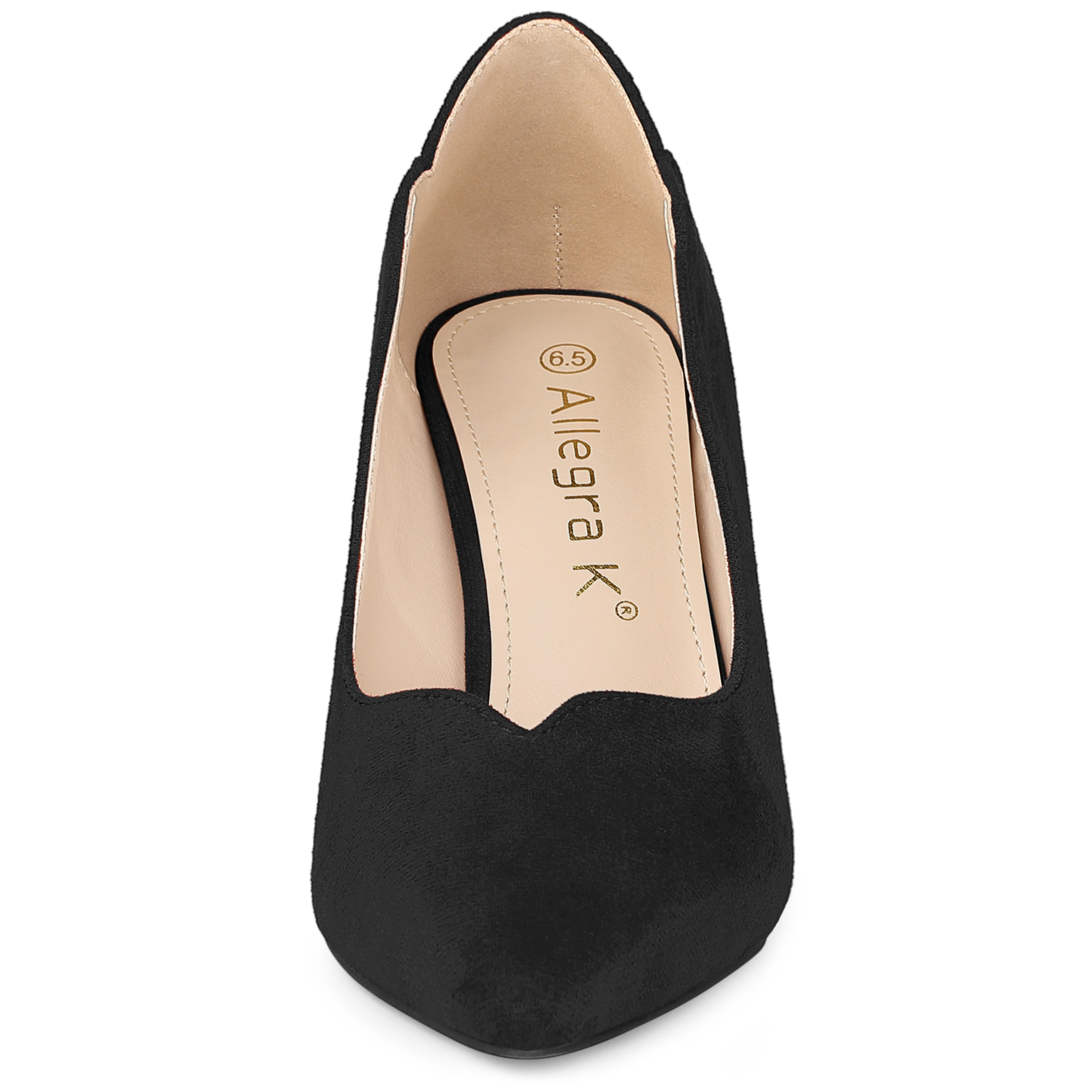 BLISSFUL STEP Women Faux Suede Pointed Toe Stiletto Heels Slip-on Pumps