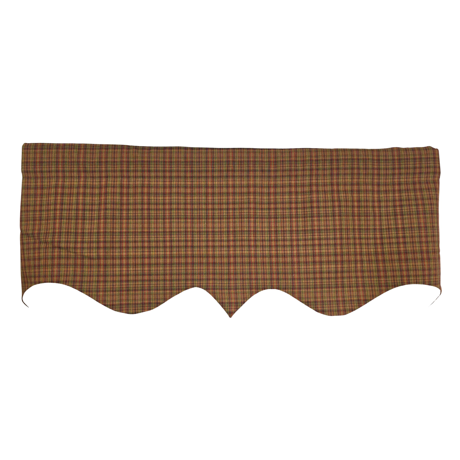 RLF Home Barn Plaid Regal Window Valance 100% Cotton Lined Rod Pocket 50" x 17" Brown