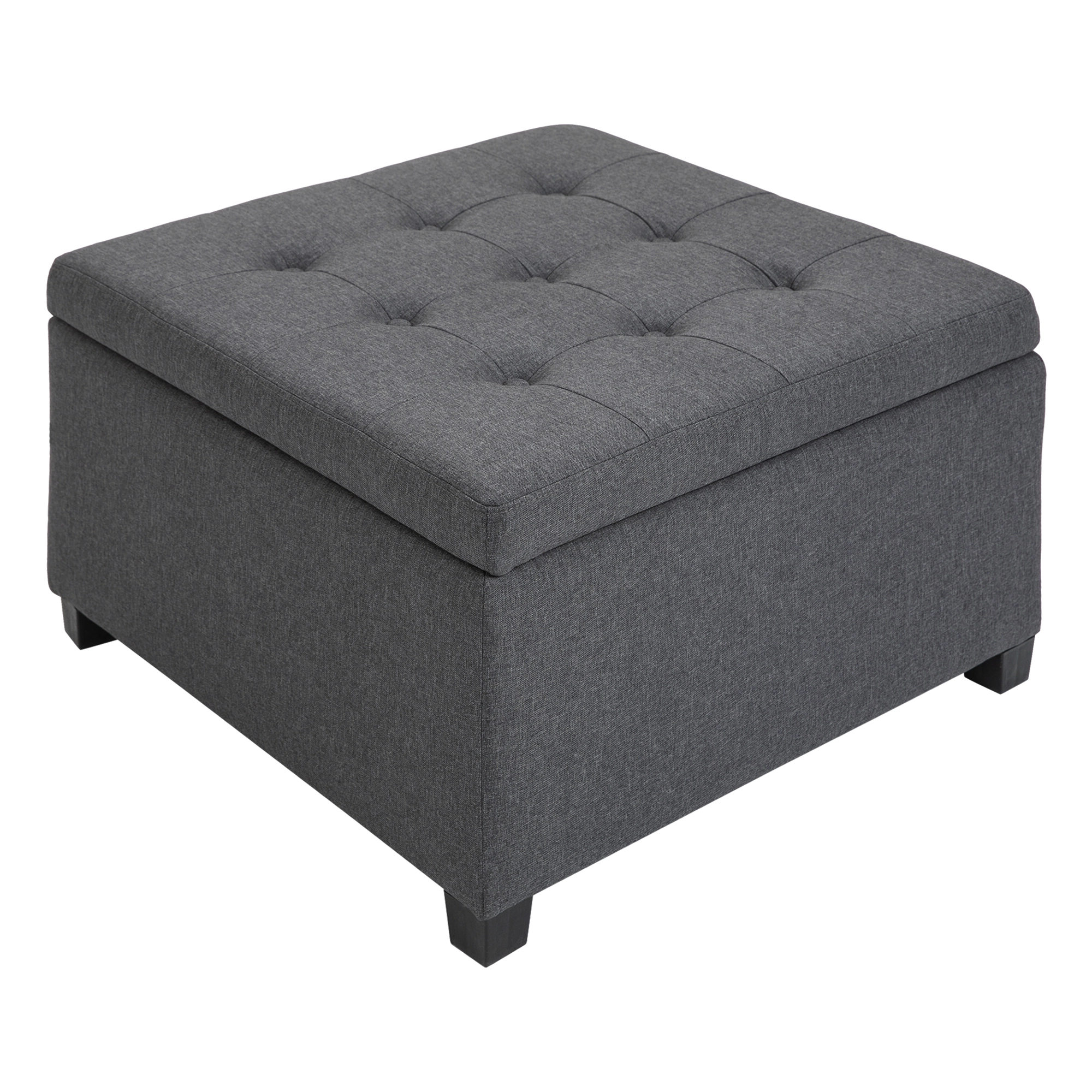 Hivvago Button Tufted Round Ottoman With Storage
