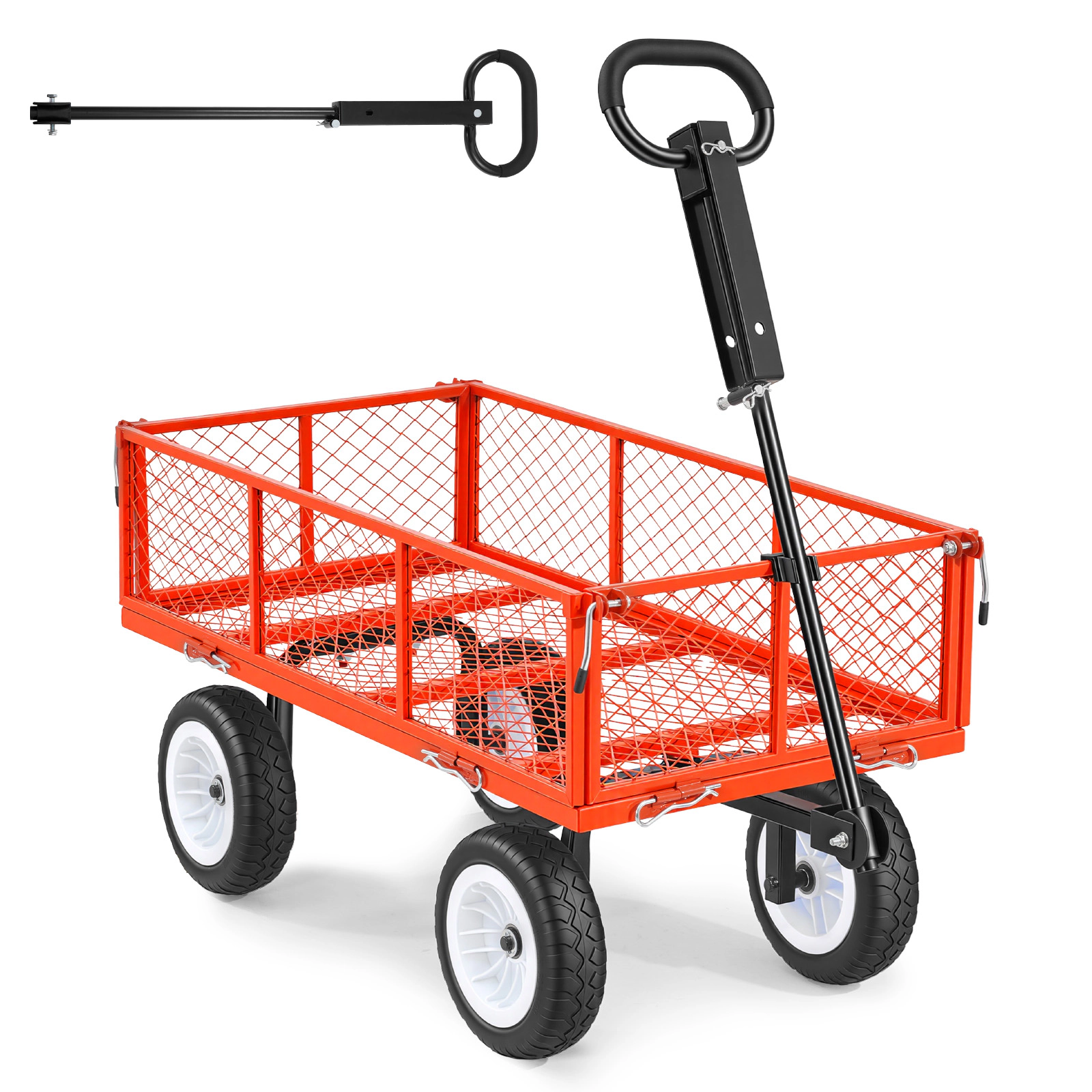 HONGGE Garden Cart 900 LBS Heavy Duty Steel Yard and Garden Utility Wagon with 10-Inch Tires Outdoor Gardening Stool