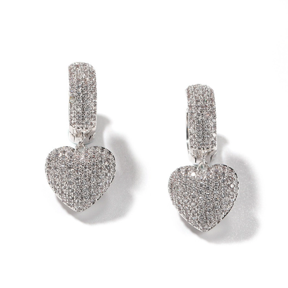 Exquisite Micro Pave Synthetic Zircon Heart Drop Earring