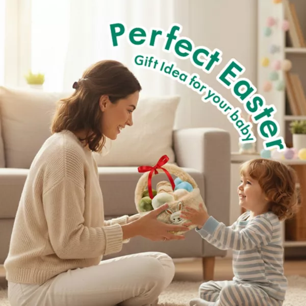 Sperric Easter Plush Bunny & Easter Egg Plush Basket Toy Set - Cute Stuffed Plush Bunny & Easter Basket Plush with Eggs