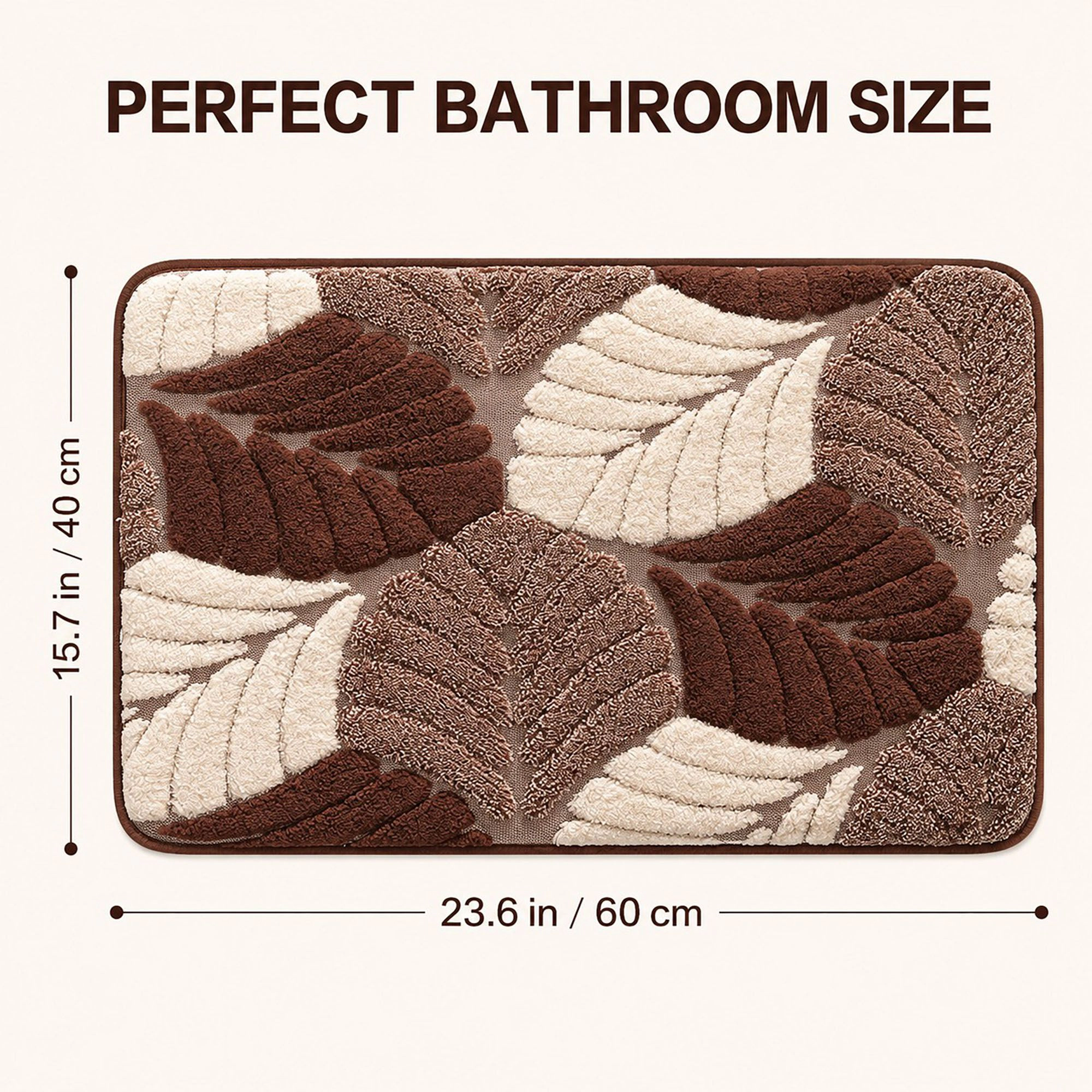 Alilang Unisex Botanical Leaf Bath Mat Nonslip Tufted Accent Rug 15.7 x 23.6 Inches