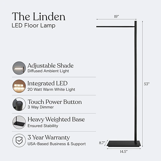 Brightech Linden Adjustable LED Floor Lamp