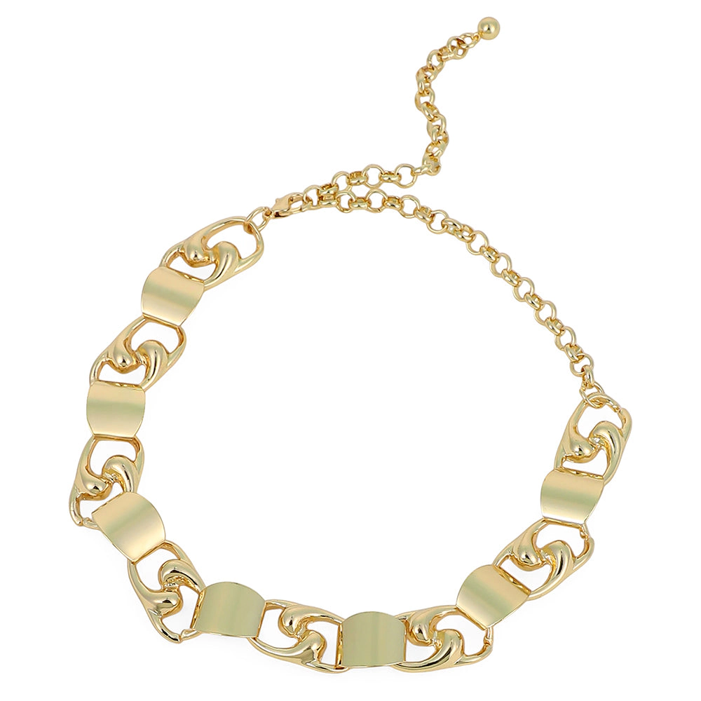 SOHI Women's The Swirlblock-Link Chain Necklace - California Gold
