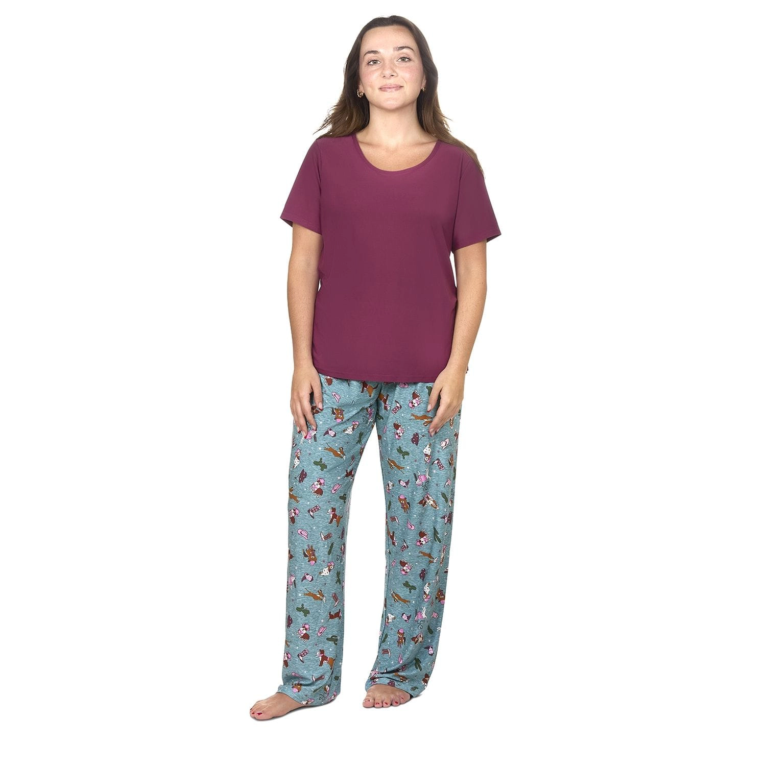 MeMoi Women's Rodeo Dogs Two Piece Pajama Set A Bag