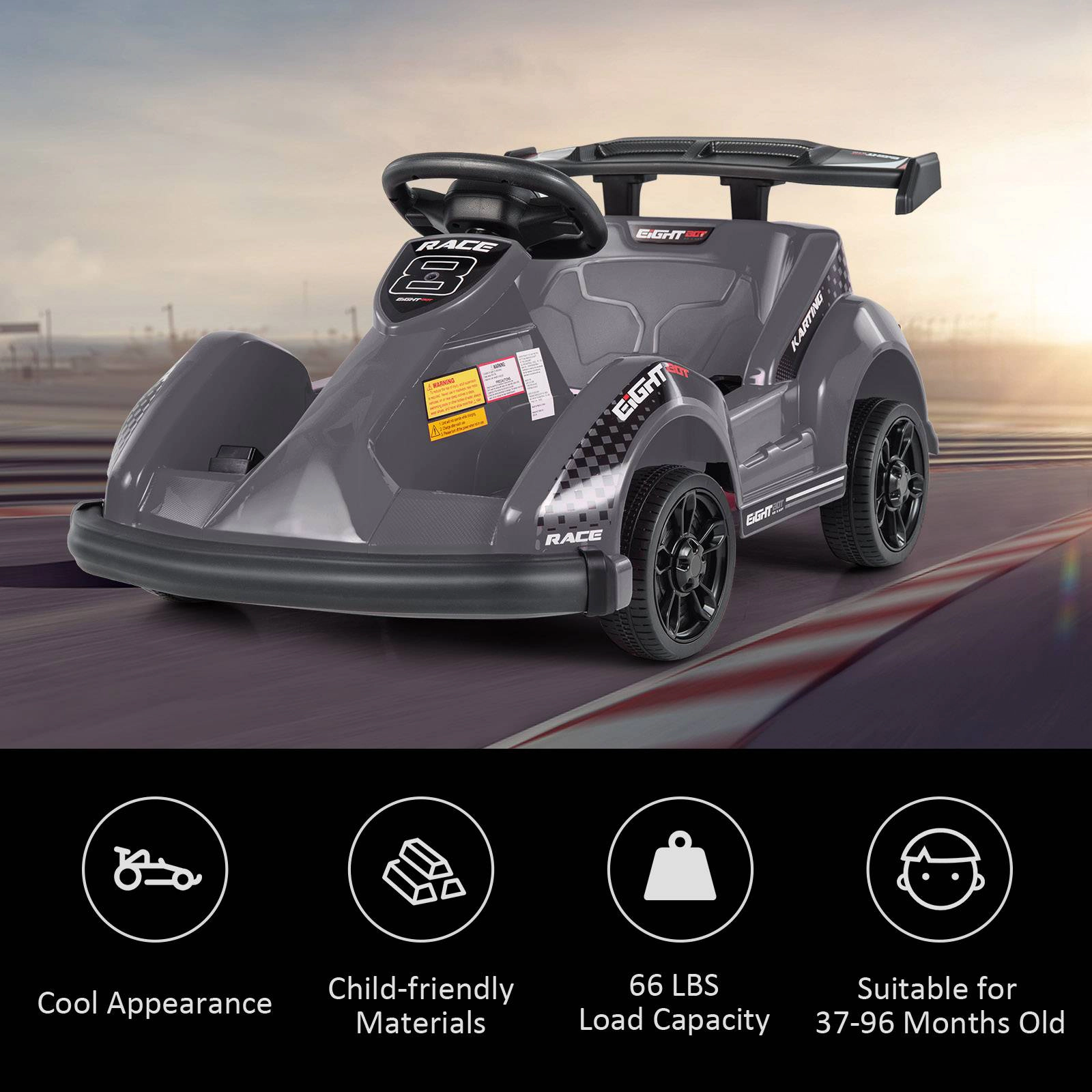 LJG 6V Kids Ride on Go Cart with Remote Control and Safety Belt