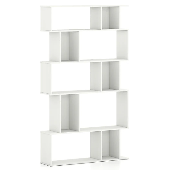 LJG Geometric Bookshelf 5-Tier Bookcase with Open Shelves and Closed-Back Cubes