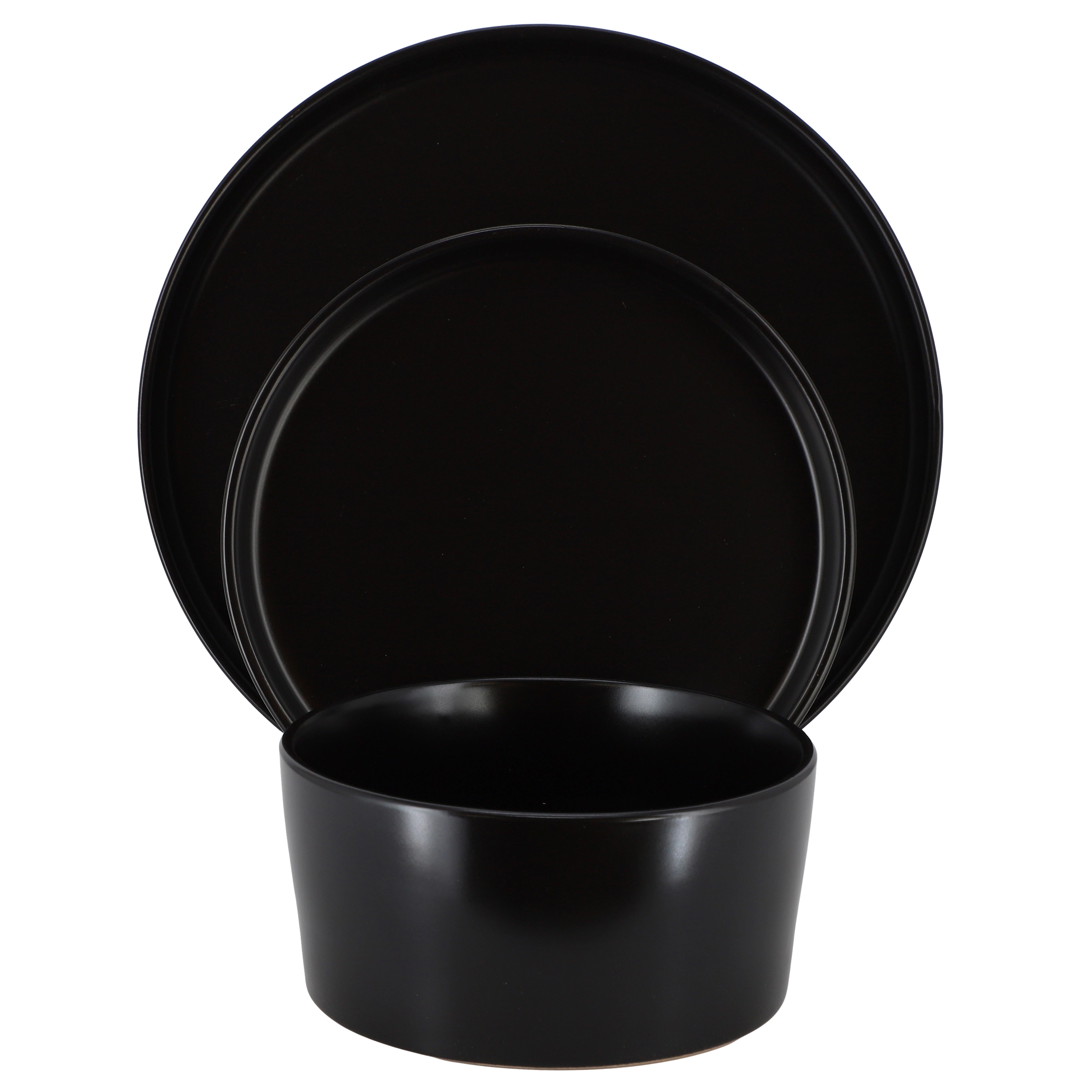 Elama Josh 18 Piece Stoneware Dinnerware Set in Matte Black