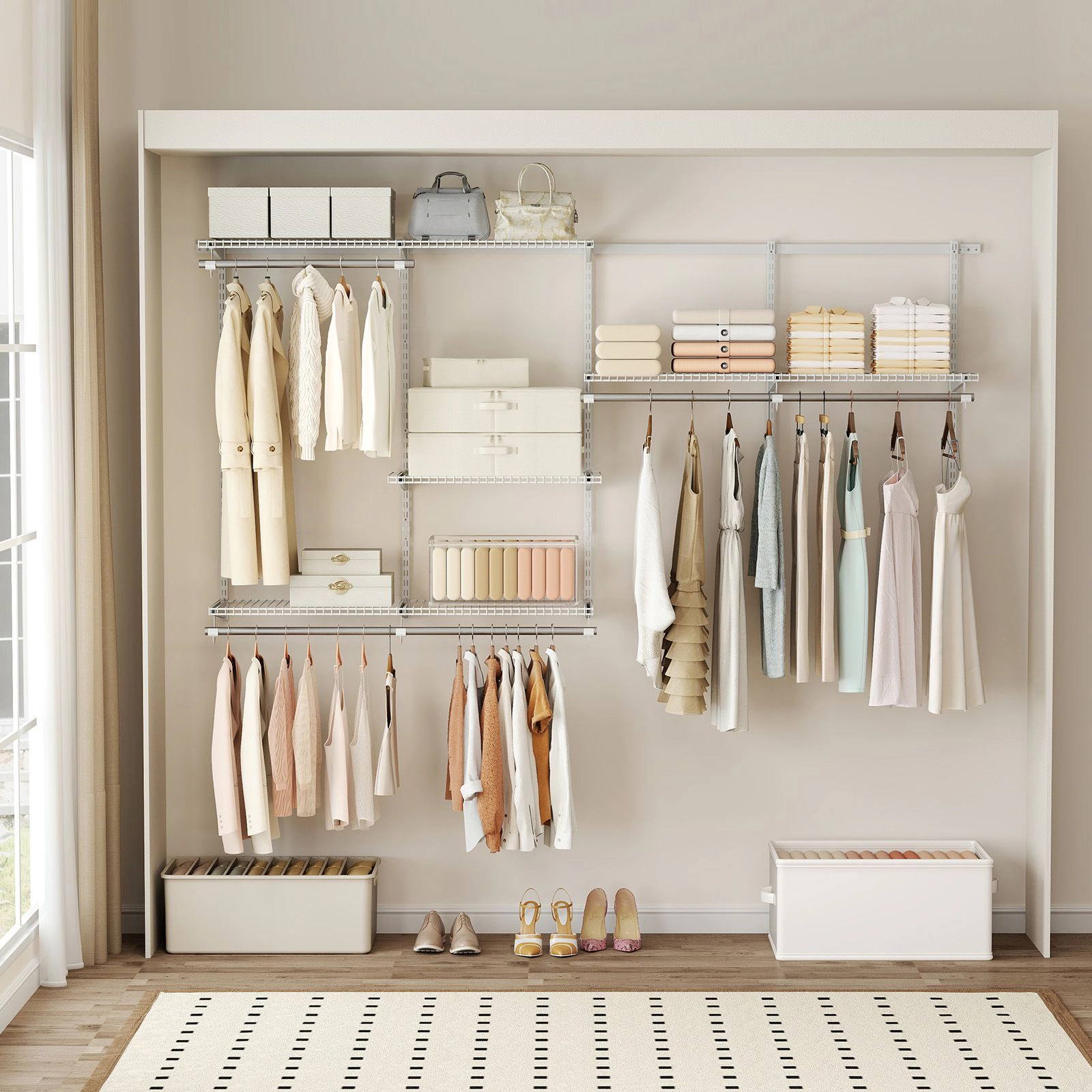 SlickBlue Wall Mounted Closet System 4 to 8 FT Adjustable Closet Organizer