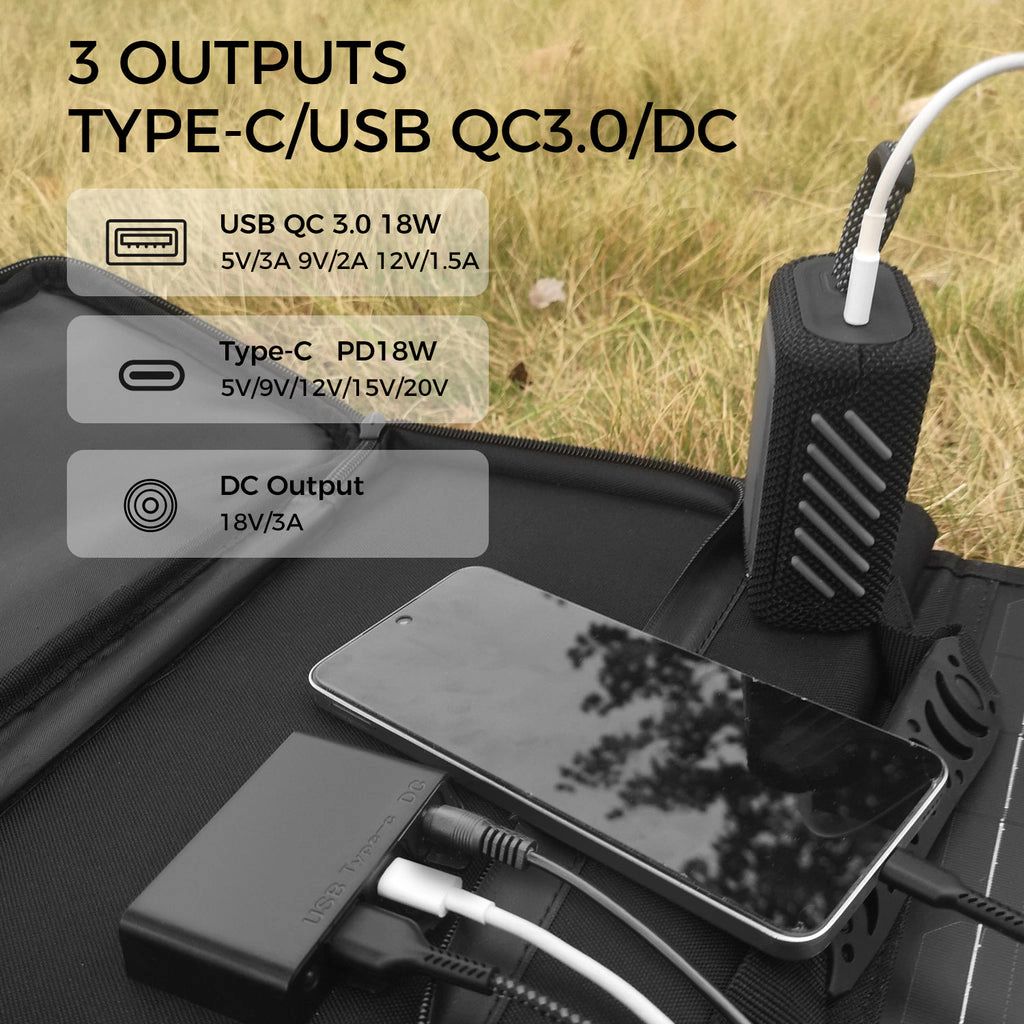 Alpha Digital 40W Capacity, USB/DC Device Charger, Durable, Foldable, Easy Carry - Solar Panel