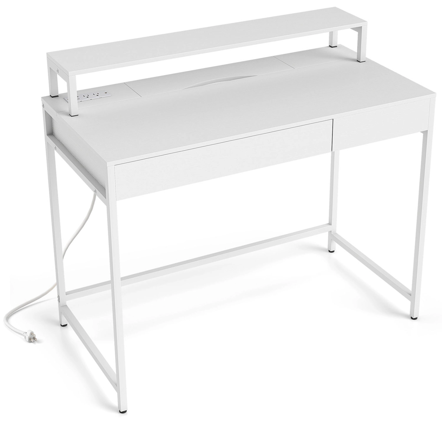 LJG Compact Office Desk with Removable Monitor Shelf and Dual-Use Drawer
