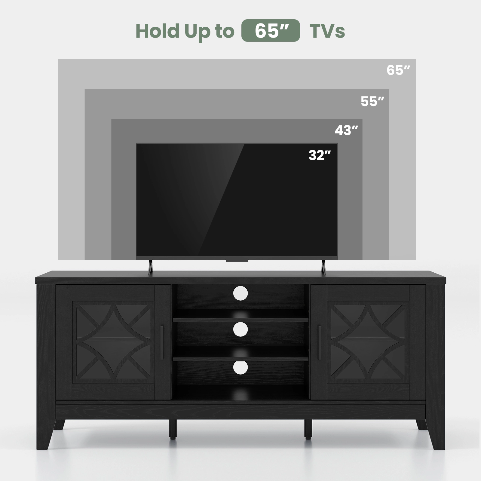 Hivvago Farmhouse TV Stand for TVs Up to 65 Inches 4 Adjustable Shelves