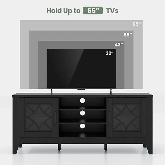 Hivvago Farmhouse TV Stand for TVs Up to 65 Inches 4 Adjustable Shelves