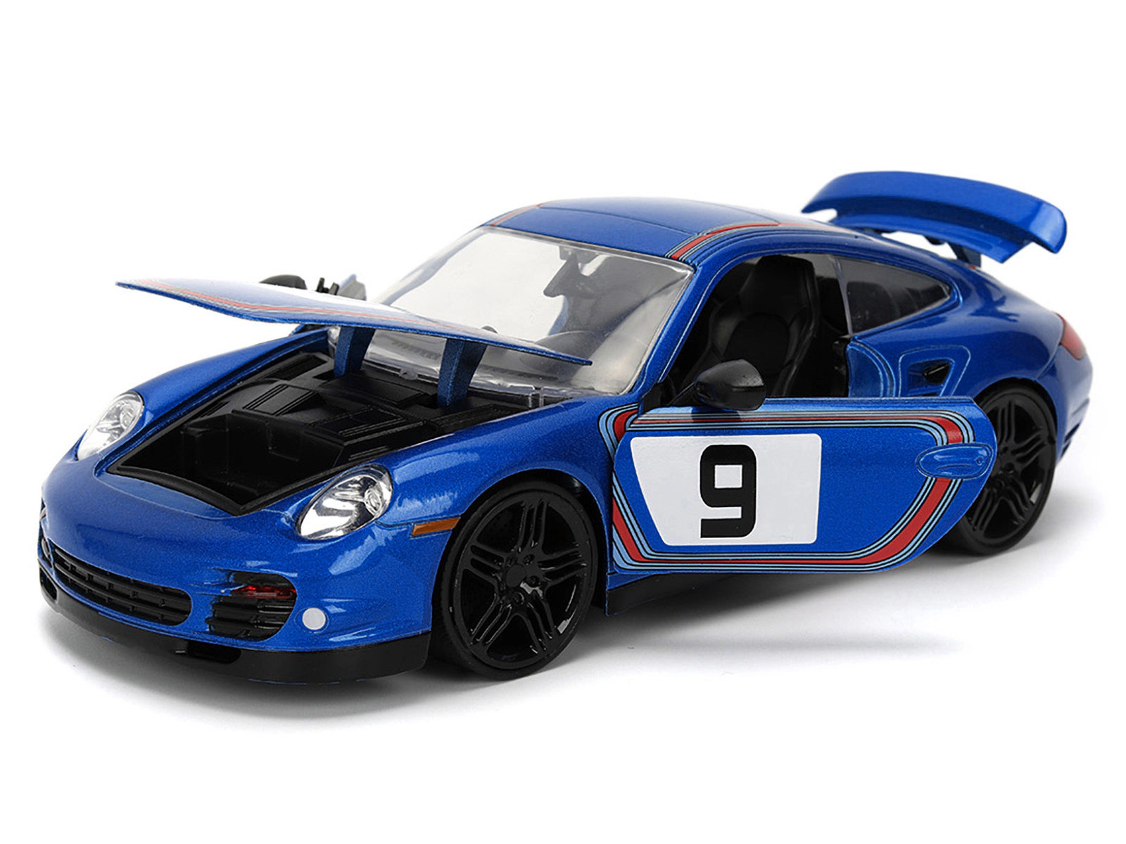 Jada Porsche 911 Turbo (997) #9 Blue Metallic with Stripes "Hyper-Spec" Series 1/24 Diecast Model Car by Jada