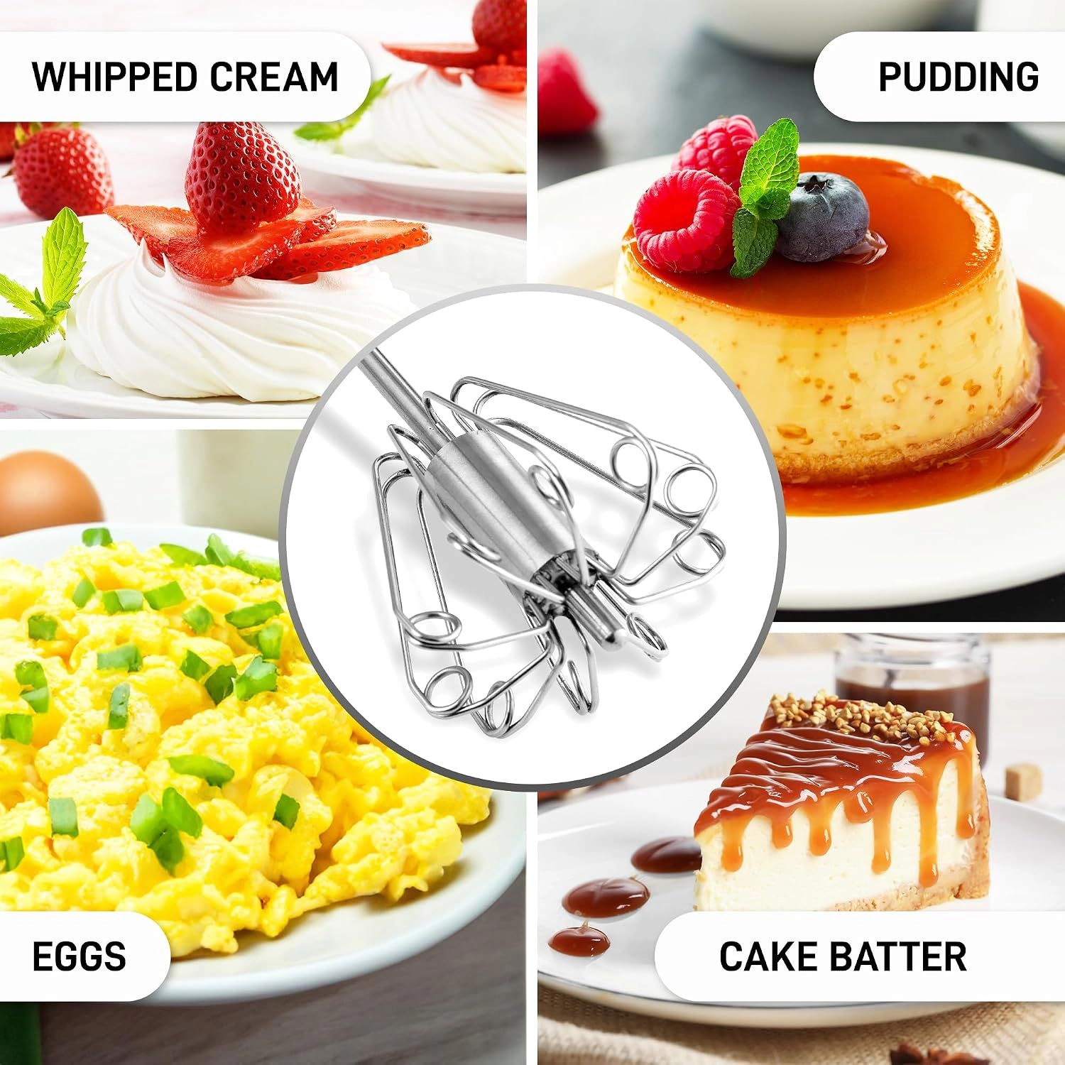 Zulay Kitchen Stainless Steel Rotary Whisk