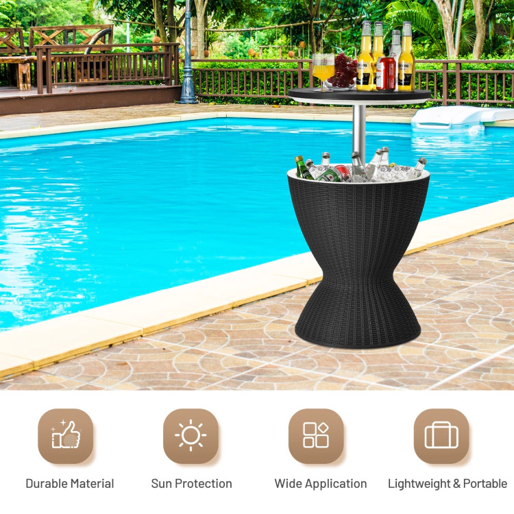 Hivvago 3 Pieces Outdoor Rattan Bar Table With Extendable Tabletop