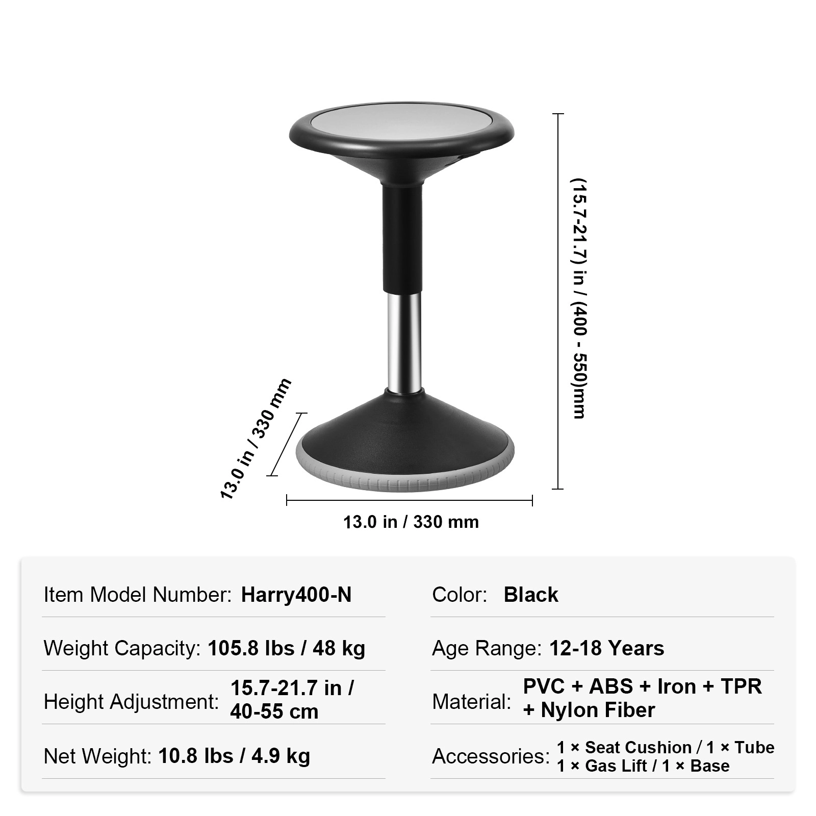 HONGGE Kids Wobble Chair Active Chair with Sponge Cushion Wobble Stool Improves Focus Posture and Calm Children Ideal