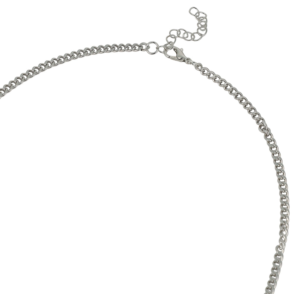 SOHI Women's The Ripple-Shell Collar Necklace - Chrome Silver