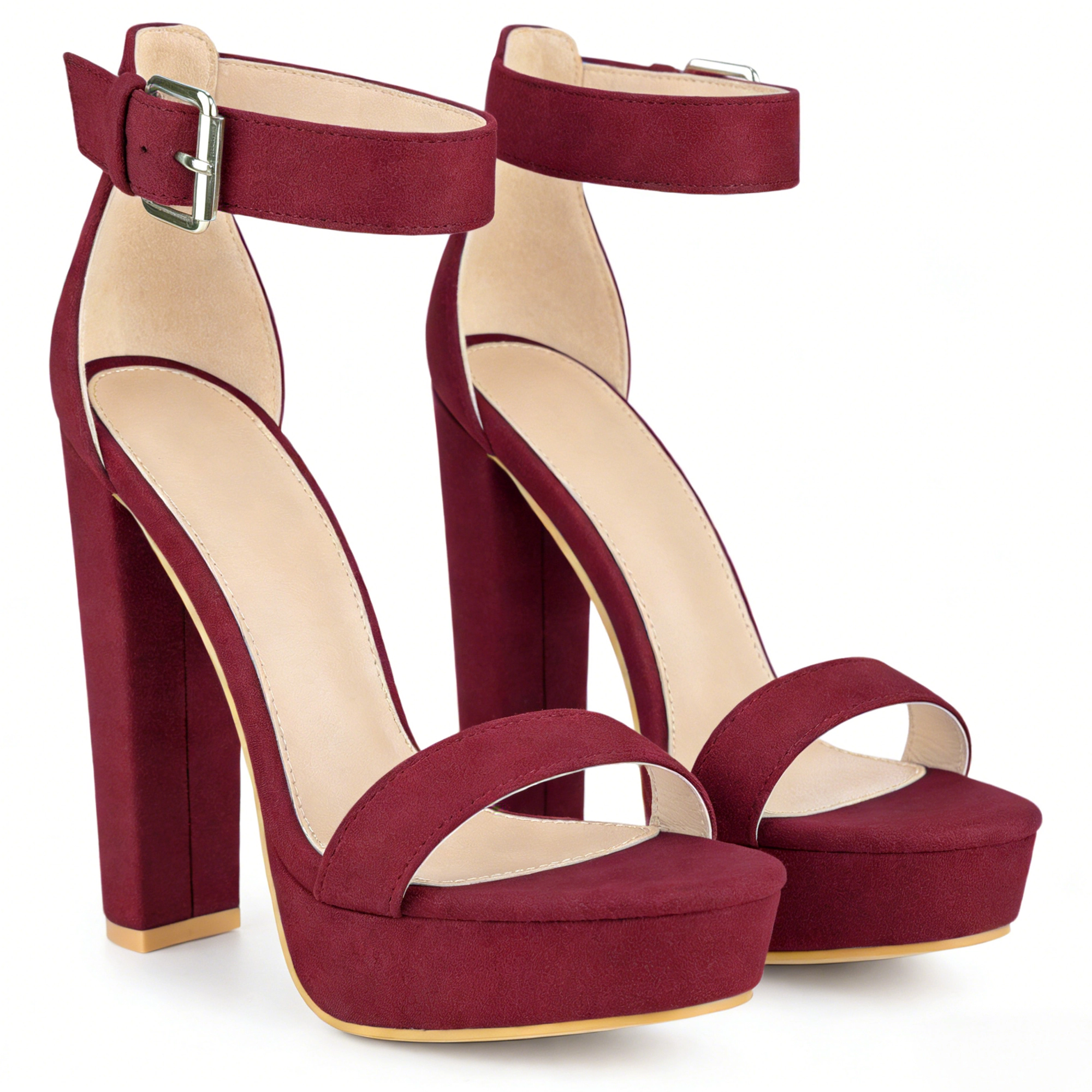 BLISSFUL STEP Women Party Platform High Heel Ankle Strap Chunky Heels Sandals