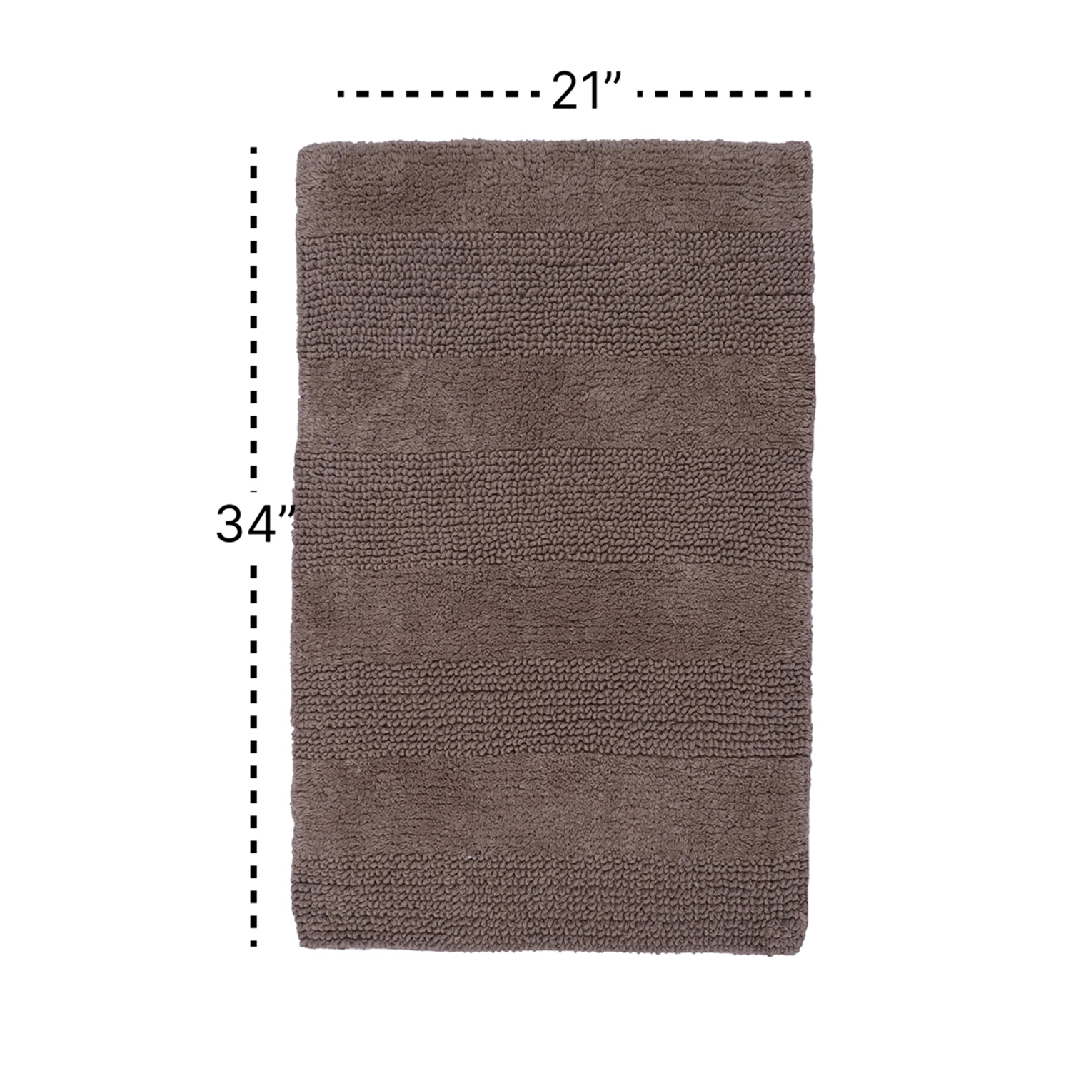 Knightsbridge Stylish And Comfortable All Season Traditional Wide Cut Design Cotton Bath Rug 21" X 34" Stone