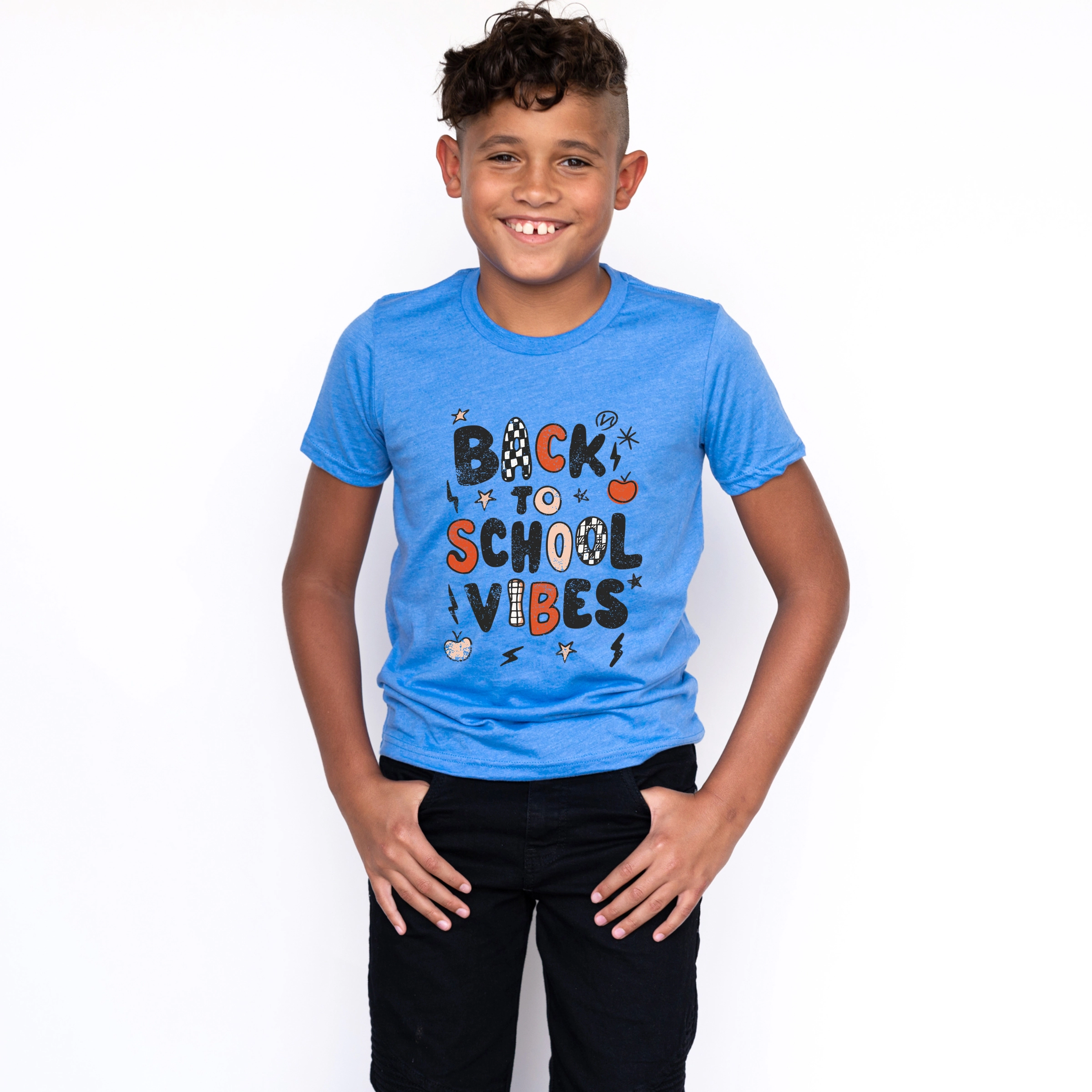 The Juniper Shop - Youth Short Sleeve Graphic T-Shirt Back To School Vibes Checkered Distressed
