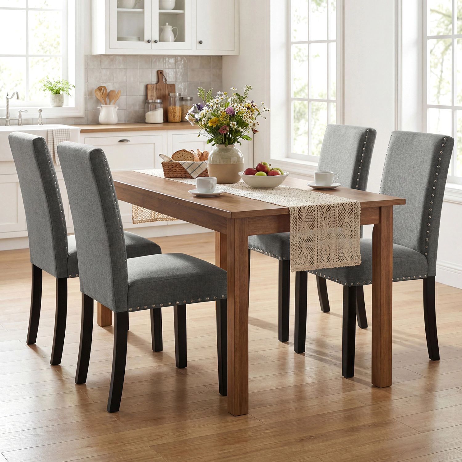 LJG Wooden Dining Chairs with Bent Wood Legs