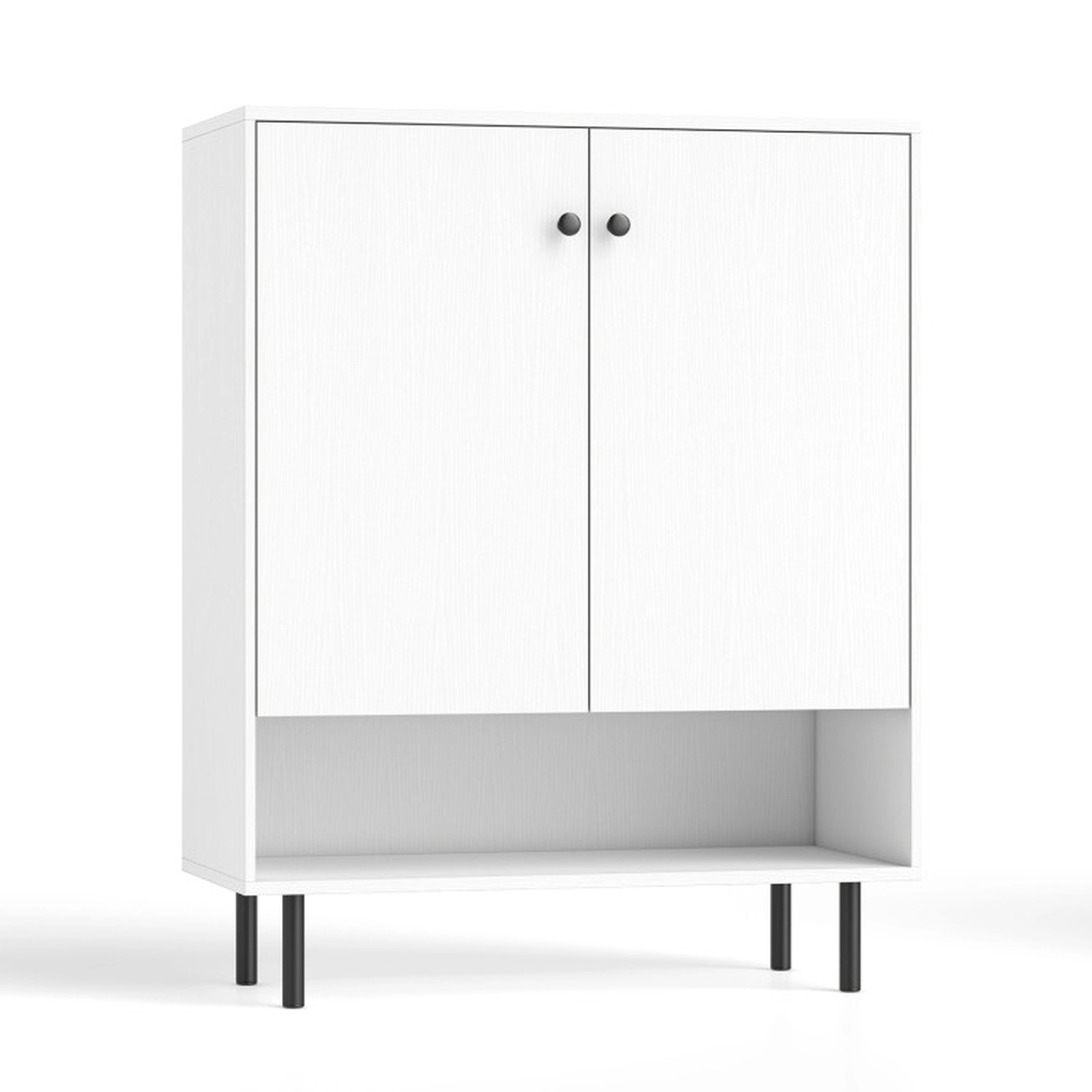 SUGIFT 2-Door Adjustable Shelf Metal Legs Sideboard Buffet Cabinet 29.5-in x 14-in x 37.5-in 242-lb Capacity White