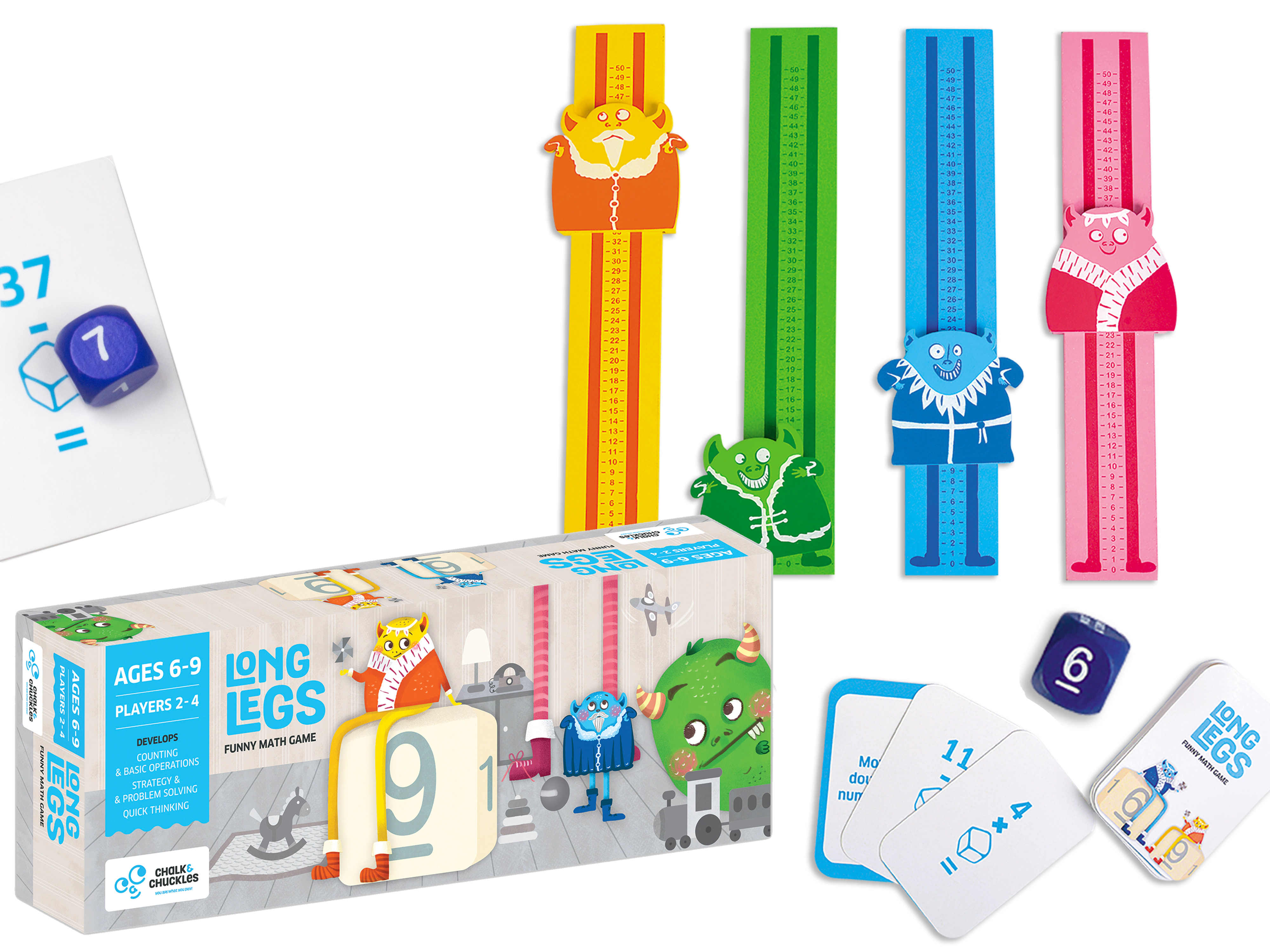 Chalk & Chuckles Long Legs Math Learning Game - 2-4 Players