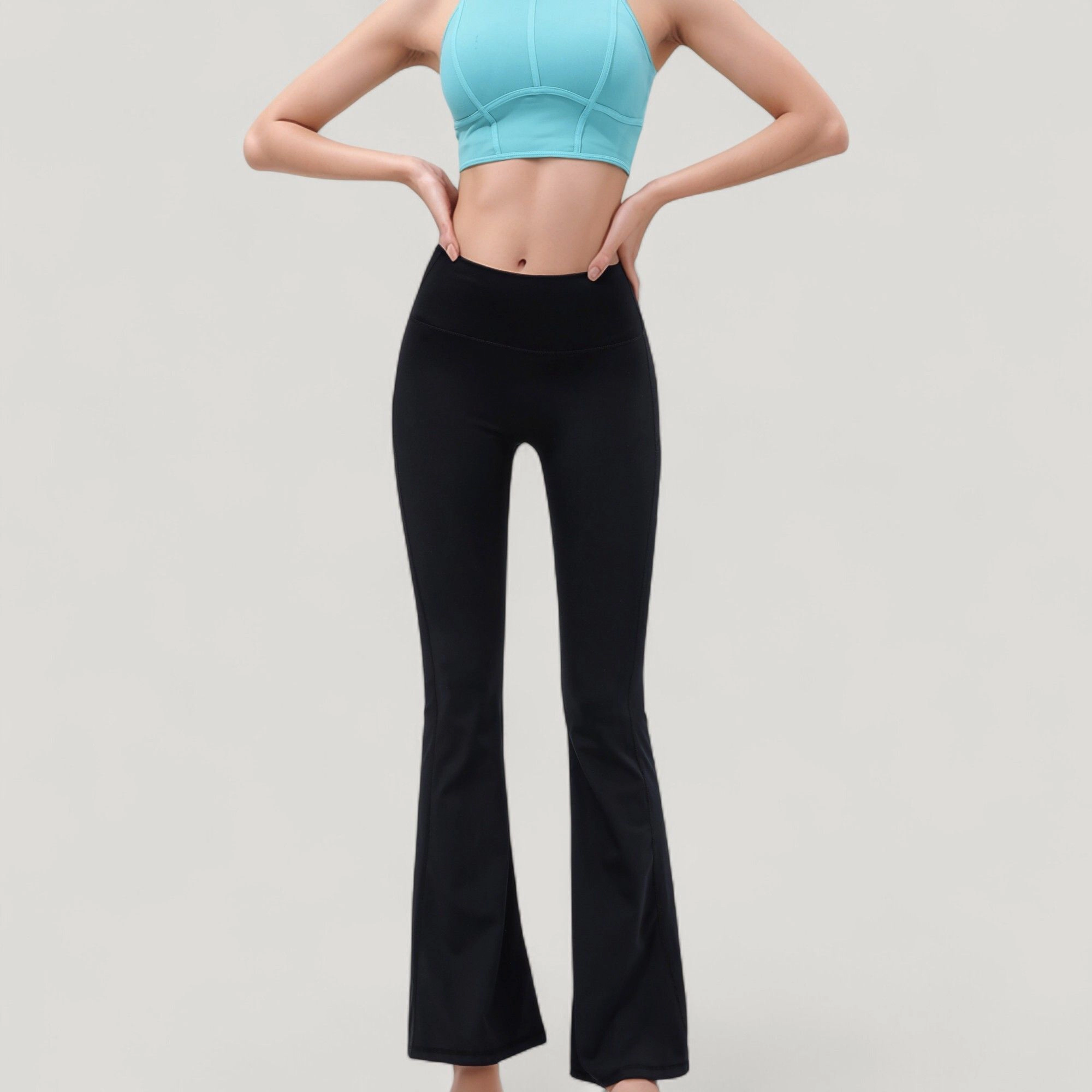Anna-Kaci Active Women's High Waist Flare Yoga Pants with Seam Detailing