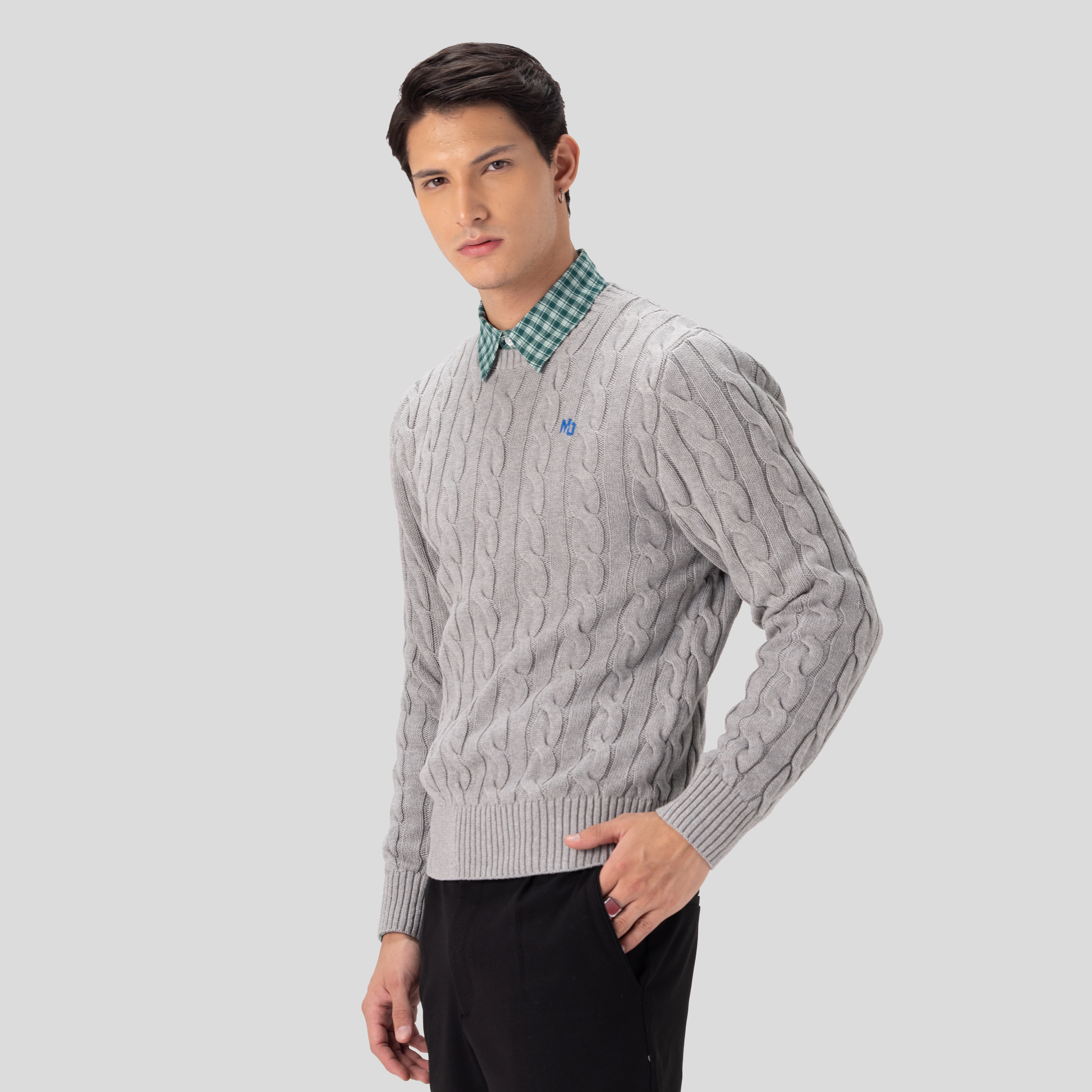 Members Only Men's Crew Neck Cable Sweater