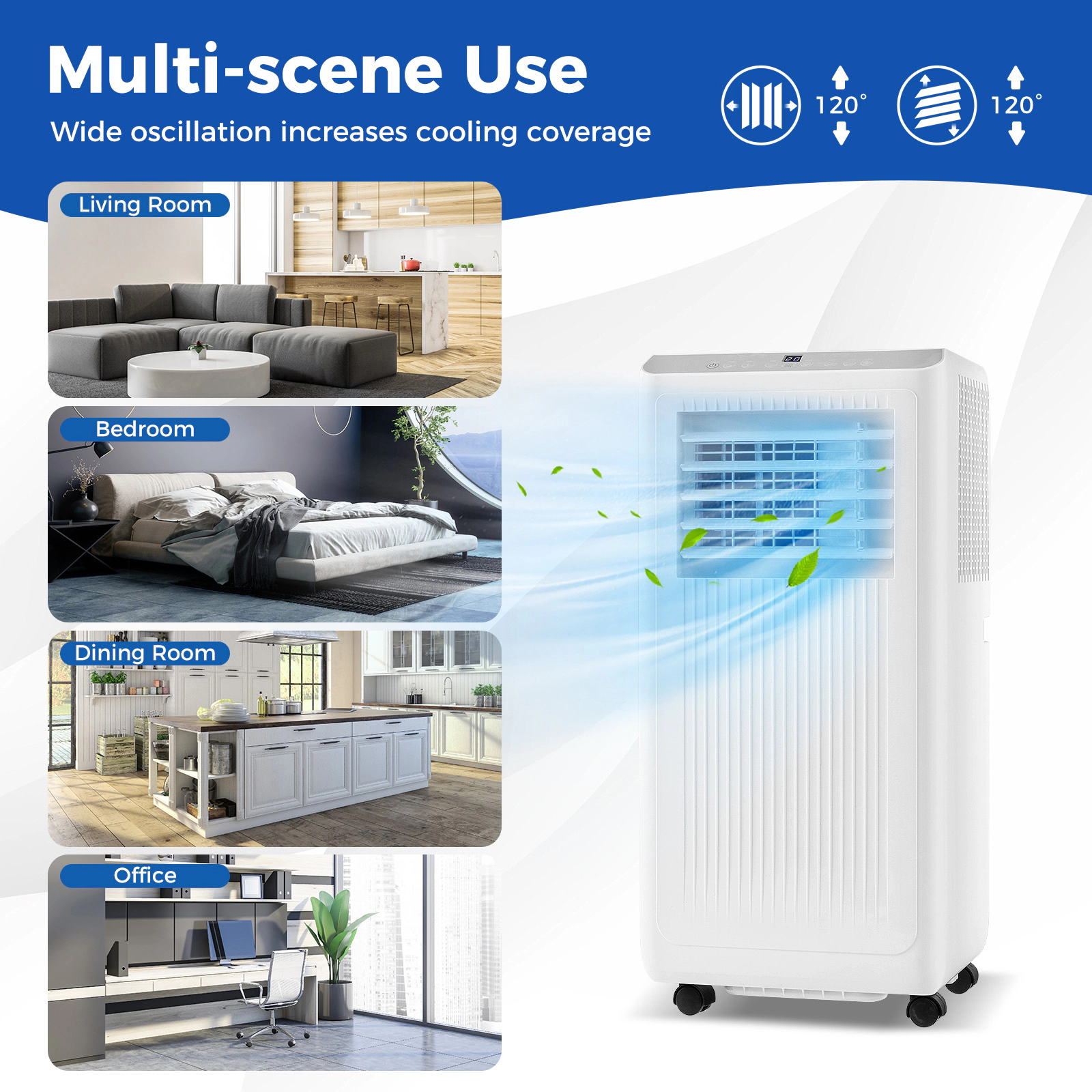 SUGIFT 10000-BTU 350-sq ft Portable Air Conditioner with 120-Degree Auto Swing Dehumidifier and Fan Mode
