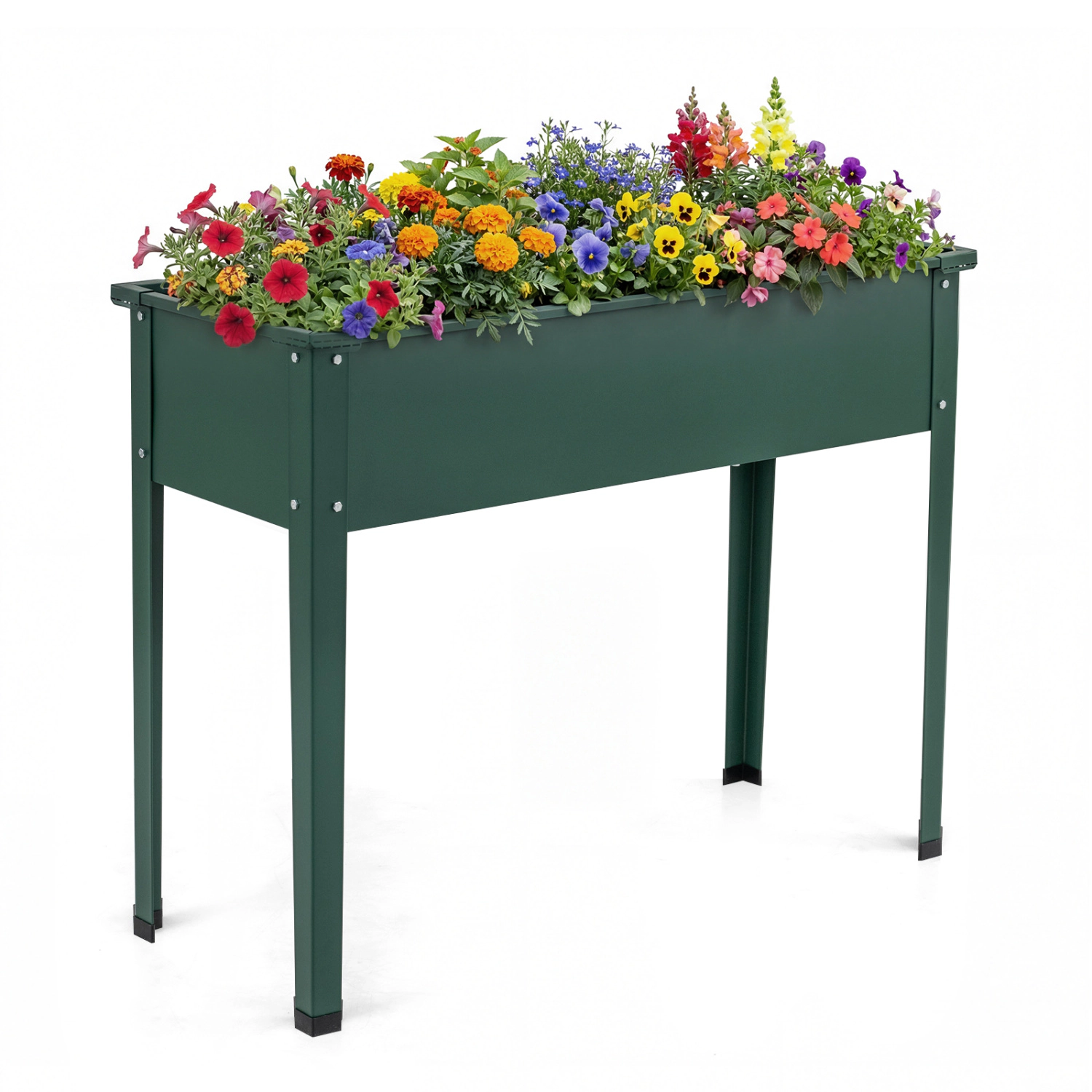 SlickBlue 40 Inch Standing Garden Bed with Drainage System Black Green