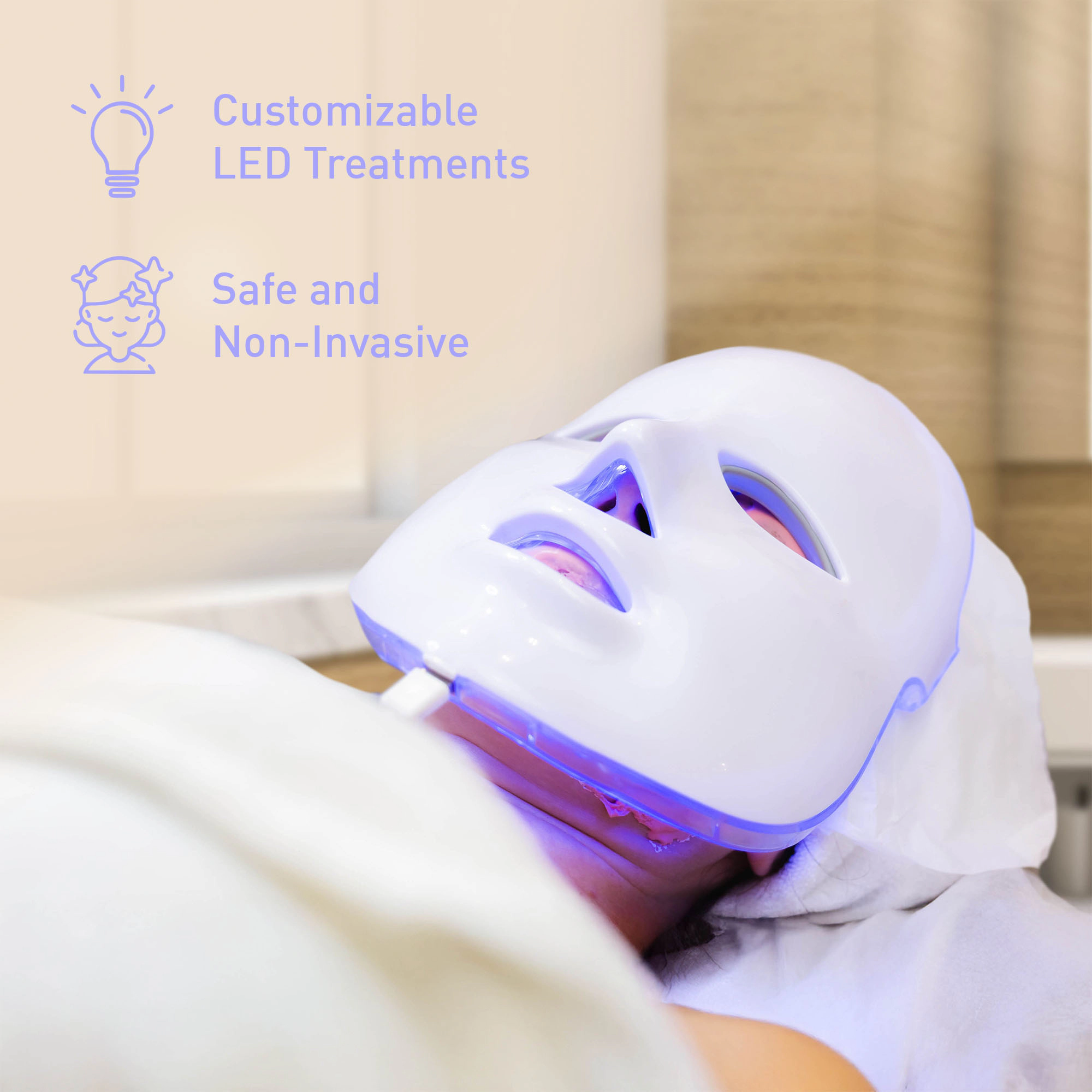 Pursonic Unisex 7-in-1 LED Light Therapy Face Mask & Facial Steamer Hot Mist Moisturizing Spa Bundle