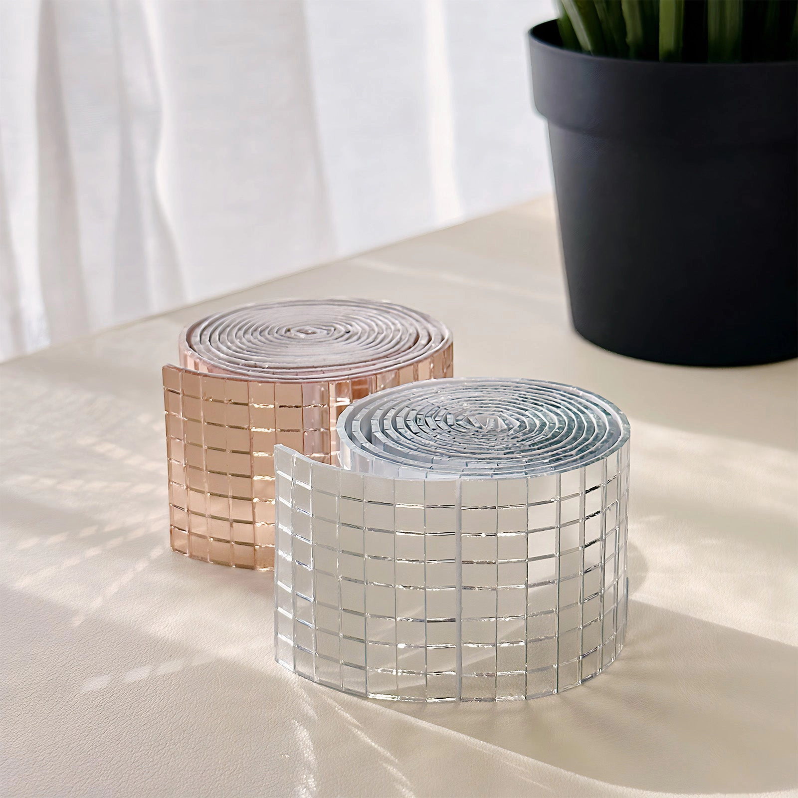 Wrapables 5mm x 5mm Self Adhesive Mosaic Glass Mirror Tile Stickers, 1592pcs for Arts and Crafts, Decoration, Rose Gold