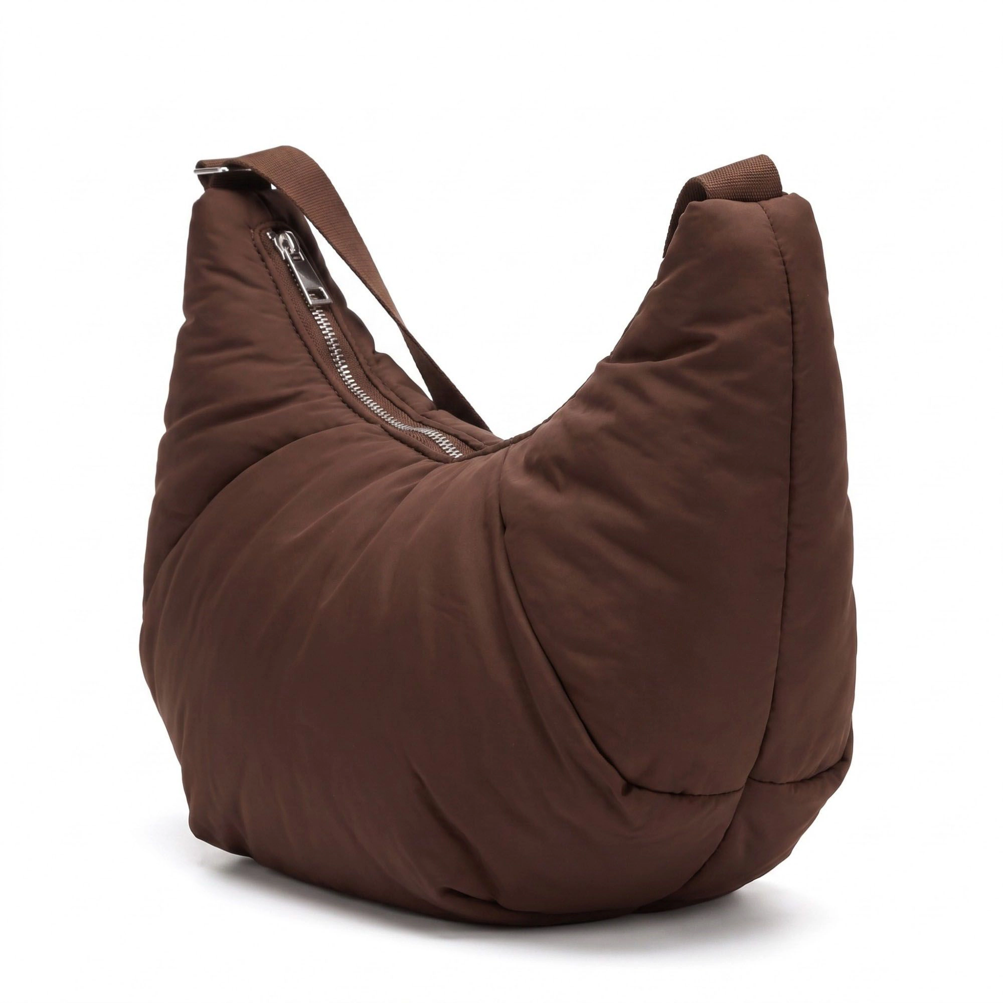 Alilang Women's Padded Crescent Shoulder Bag with Wide Strap and Top Zipper Closure 13x7.5x2.5in