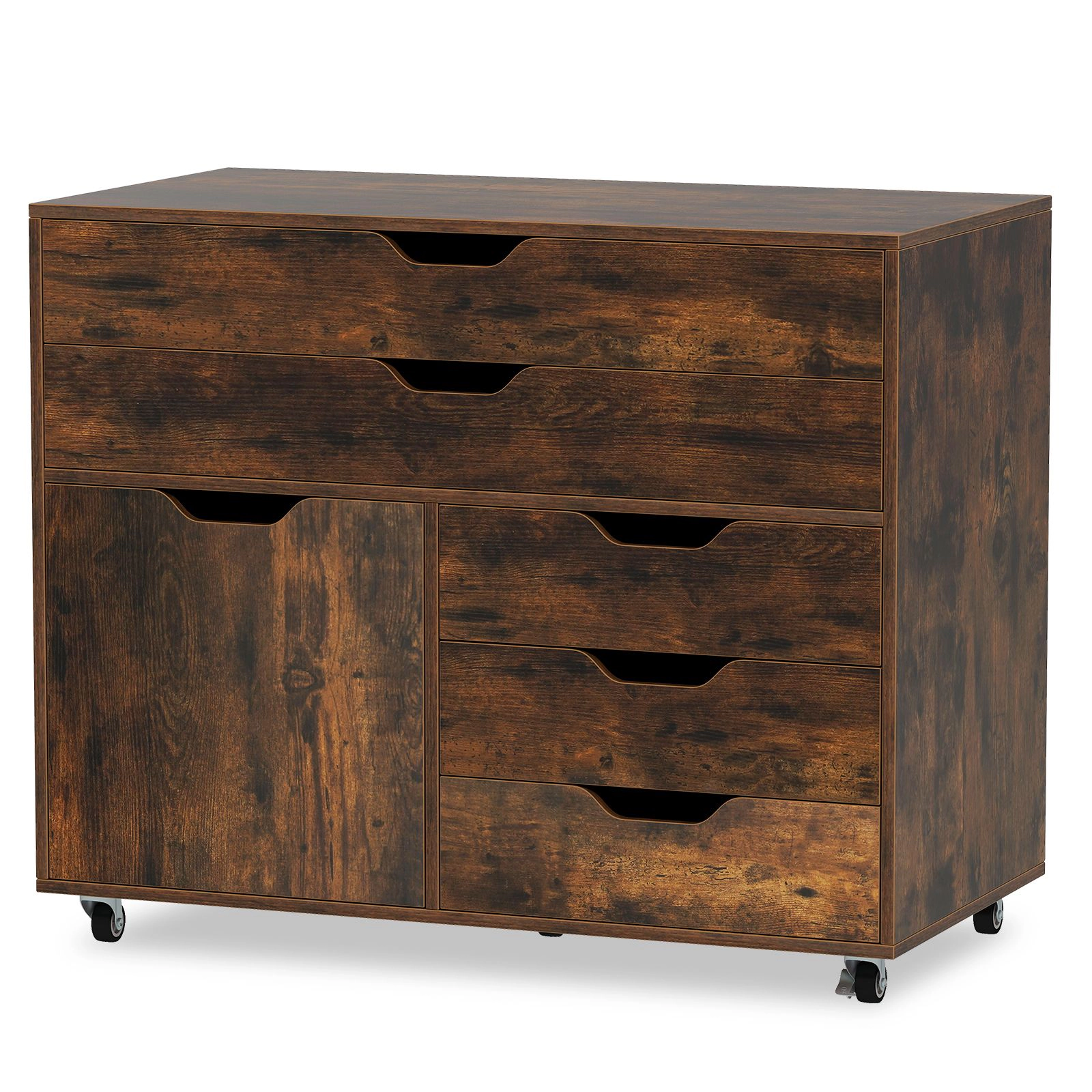 Slickblue 5 Drawer Mobile Storage Cabinet with Door and Wheels
