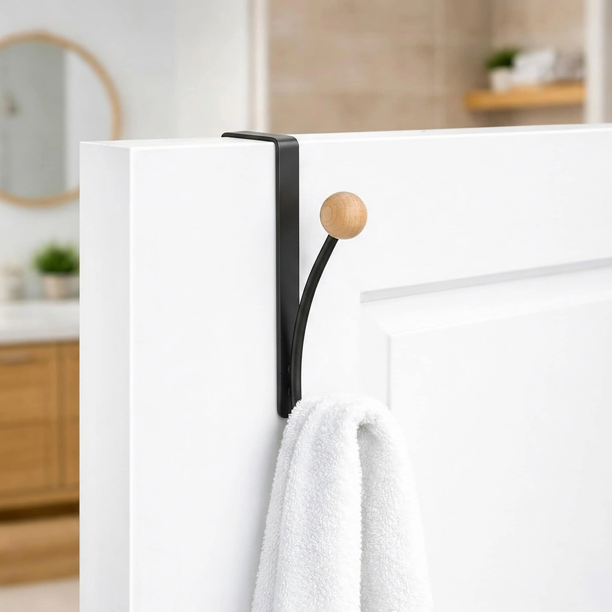 Evideco French Home Goods Over-the-Door Double Hook Rack, Metal with Ball Tips