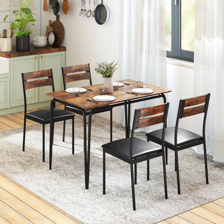 Hivvago 5-Piece Dining Table Set Industrial Rectangular Kitchen Table And 4 Armless Chairs