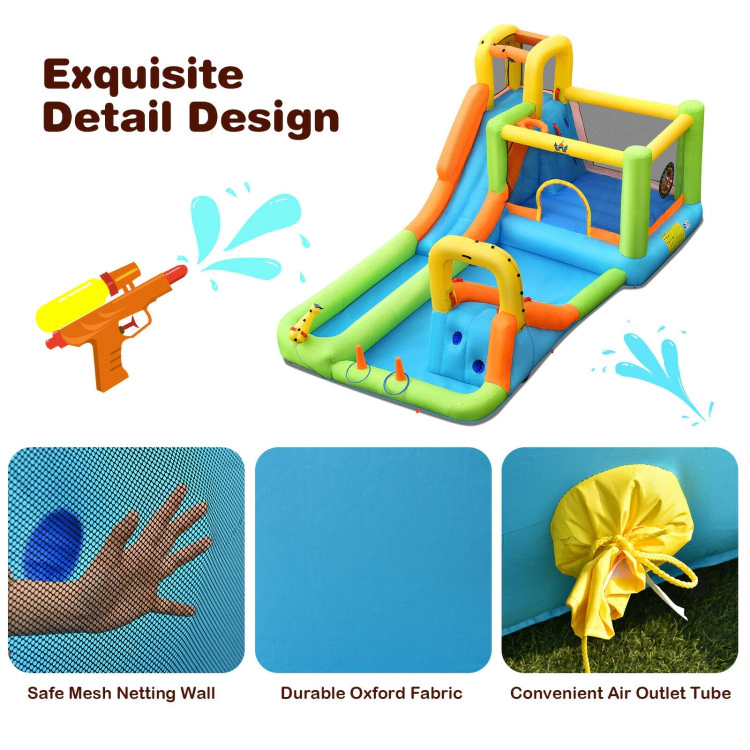 Hivvago 8 in 1 Inflatable Water Slide Park Bounce House Without Blower