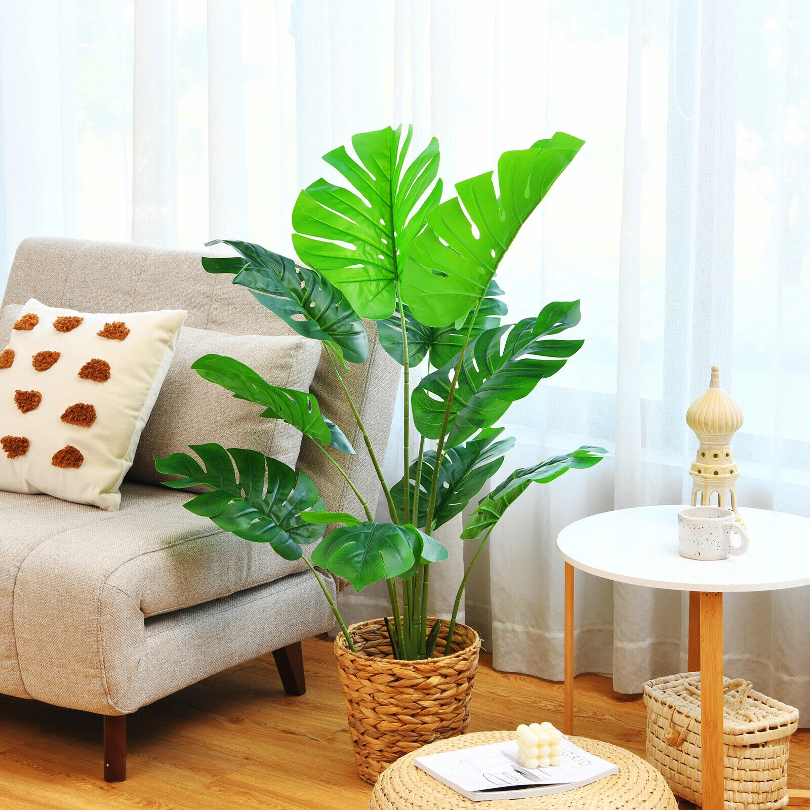 Slickblue 4-Ft Artificial Monstera Trees with Pots for Indoor Decor
