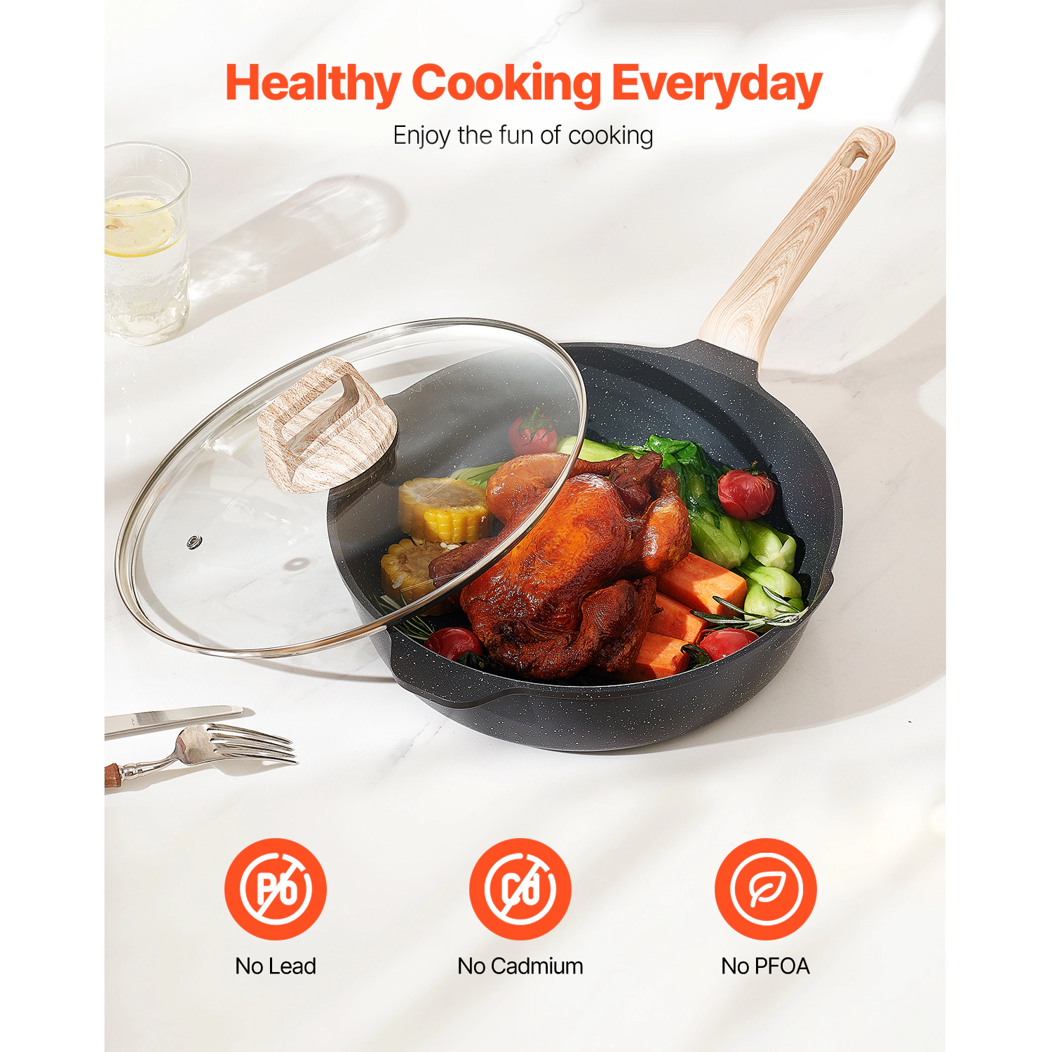 HONGGE Pots and Pans Set Granite Nonstick Cookware Set Induction Cookwares Kitchen RV Cooking Sets with Frying Sauce